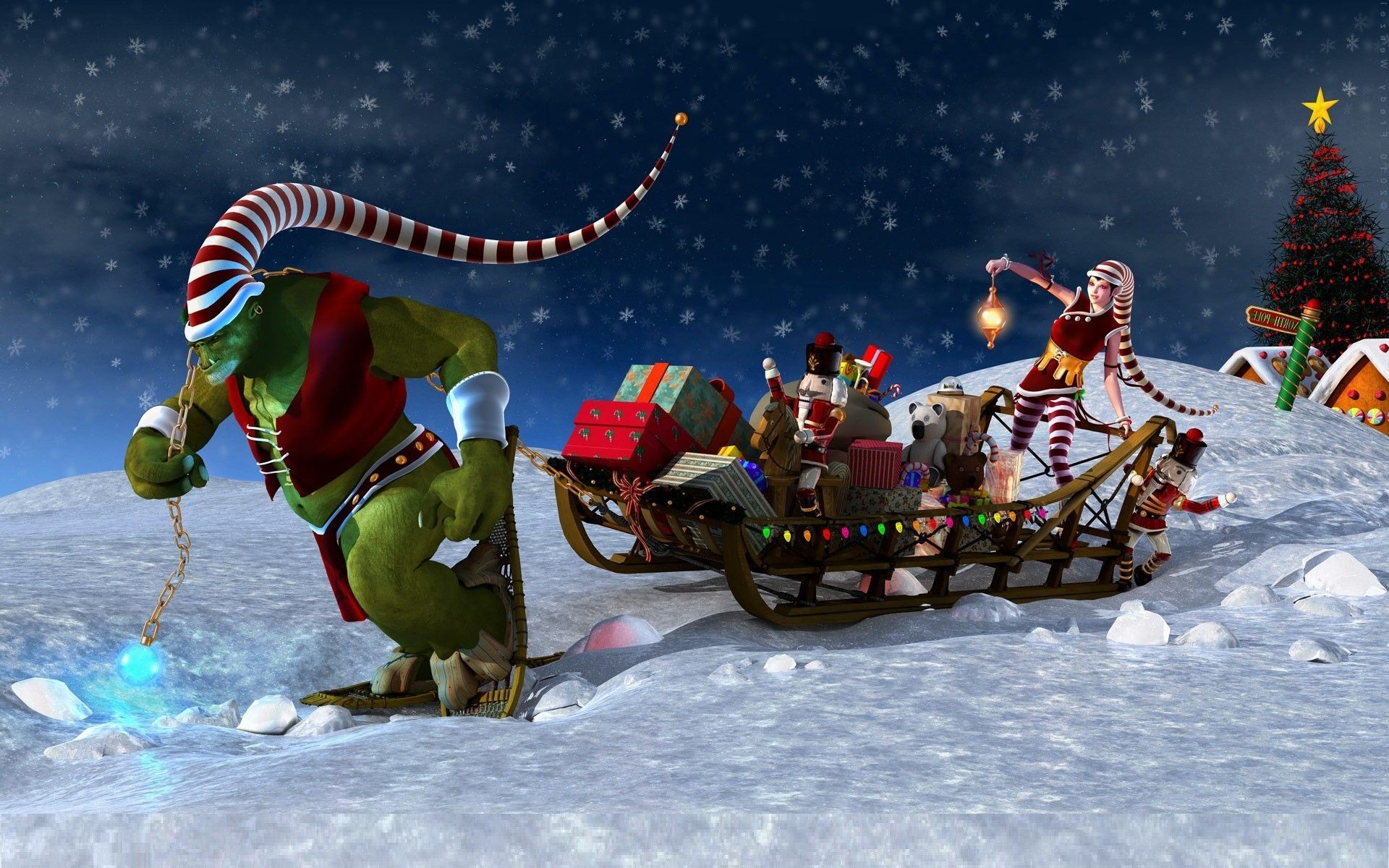 Grinch con slitta natalizia, 1920x1200 Full HD+, PC Desktop
