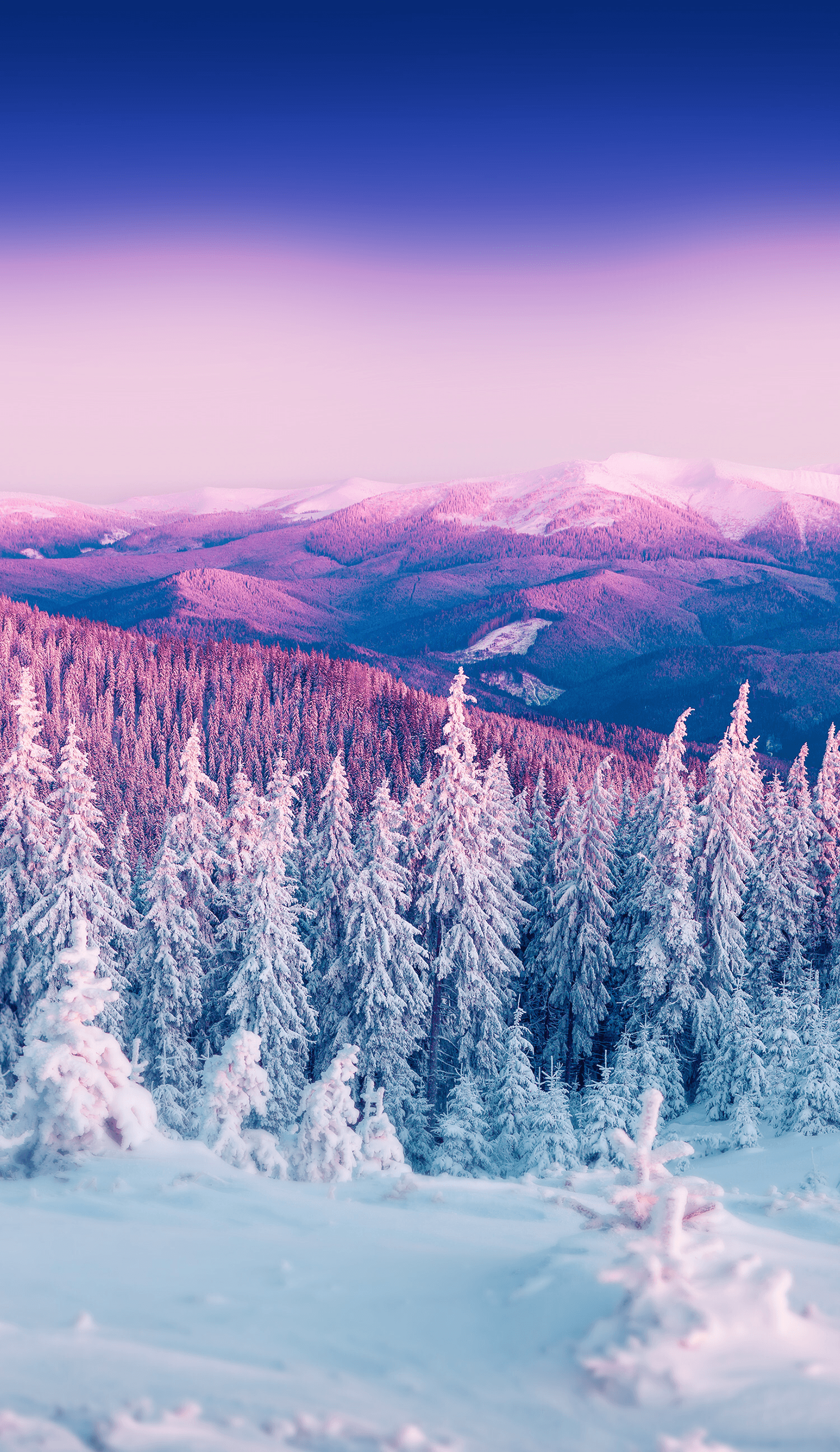 paesaggio montano innevato viola, 1500x2592 Verticale, Telefono