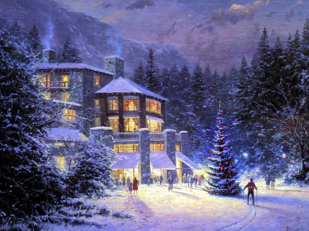 Casa montana innevata natalizia, 1024x768 HD, Desktop