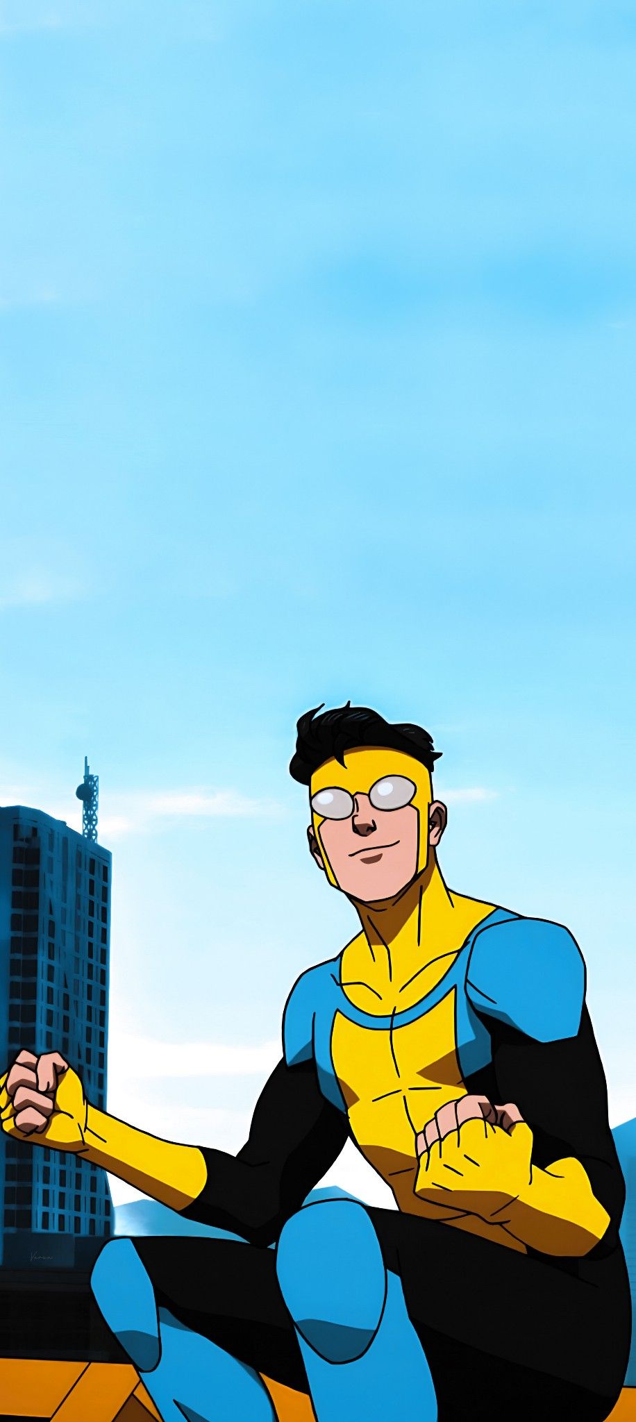 Invincible supereroe cielo blu, 916x2048 Verticale, Android