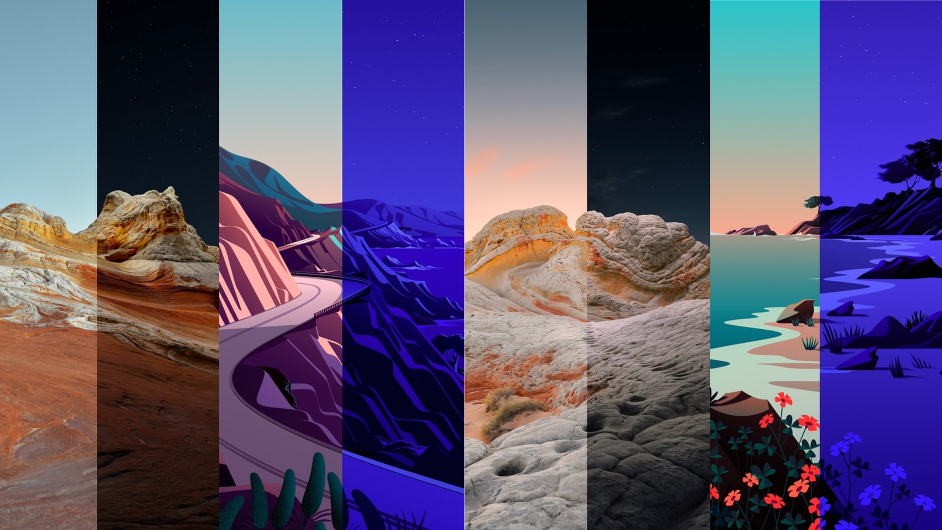 Collage paesaggi astratti minimalisti, 1920x1080 Full HD 1080p, PC