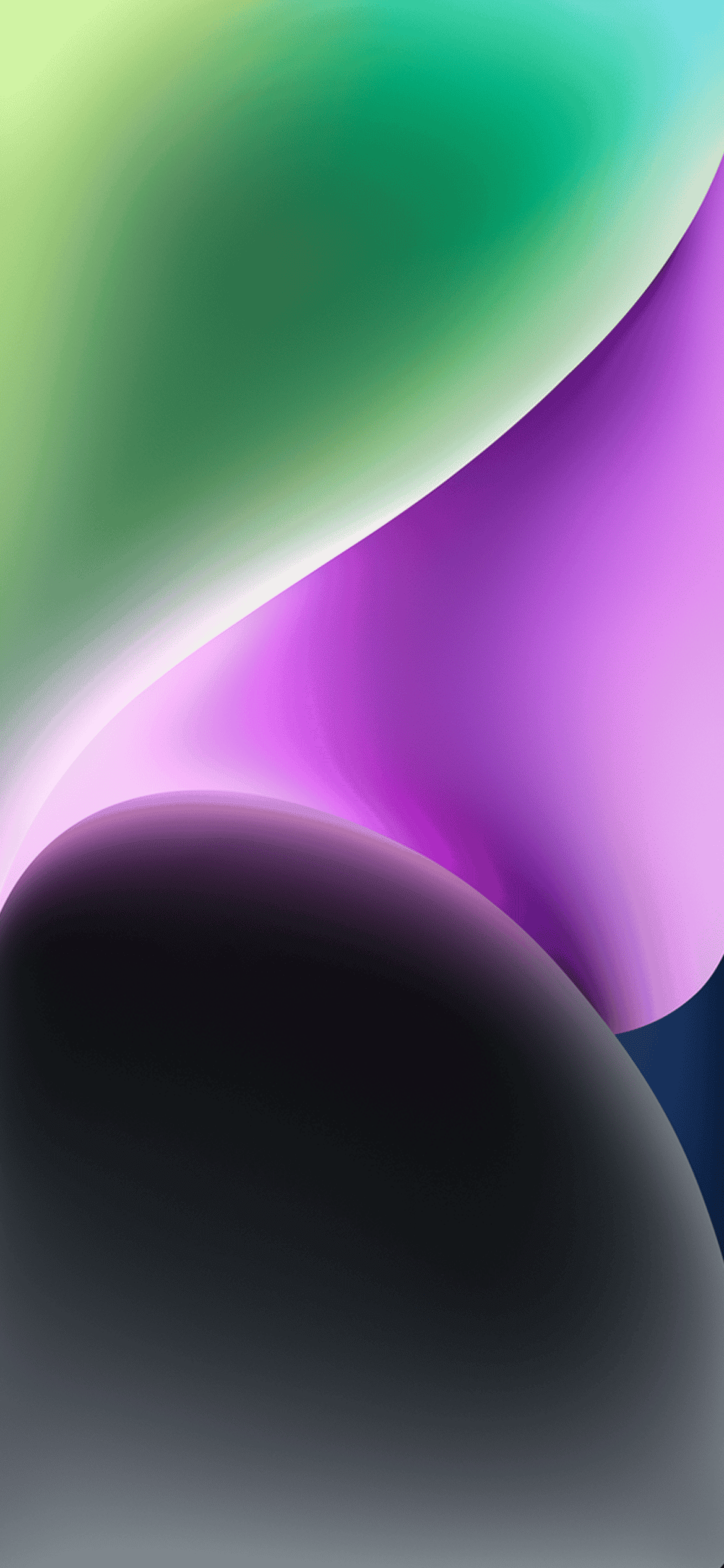 Onde astratte verde viola nero, 1170x2532 Full HD Verticale, iPhone