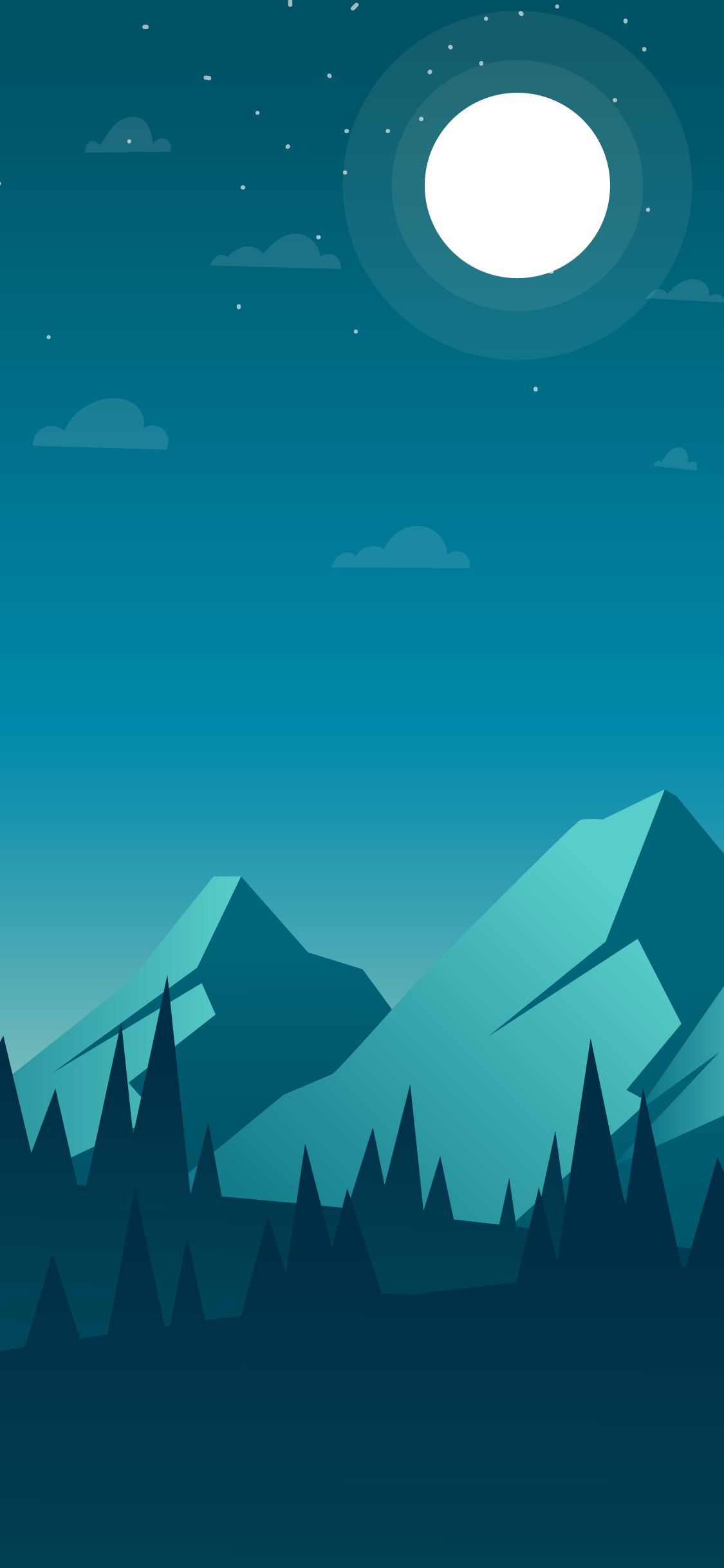 Montagne notturne minimaliste blu, 1125x2436 Verticale, iPhone