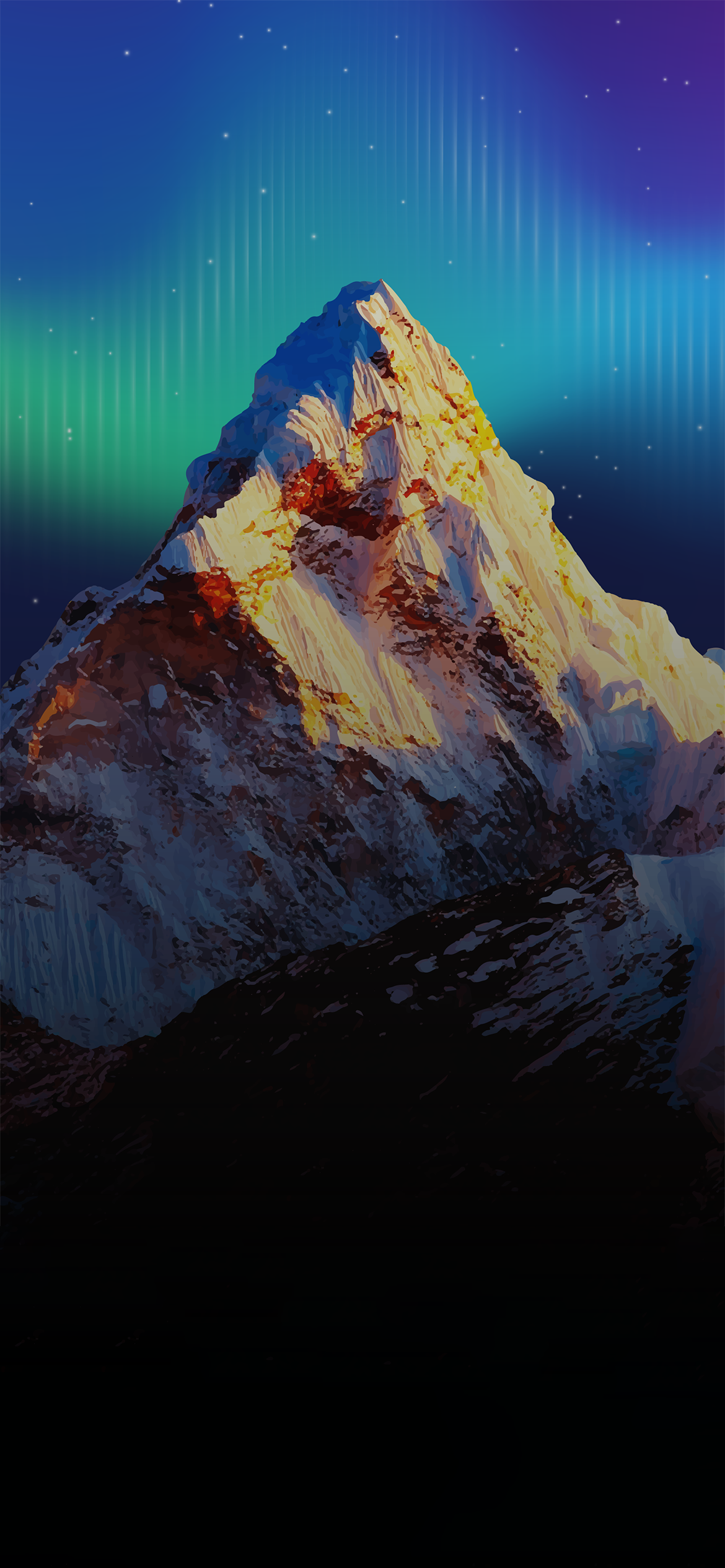 Montagna innevata con aurora boreale, 1170x2532 Full HD Verticale, iPhone