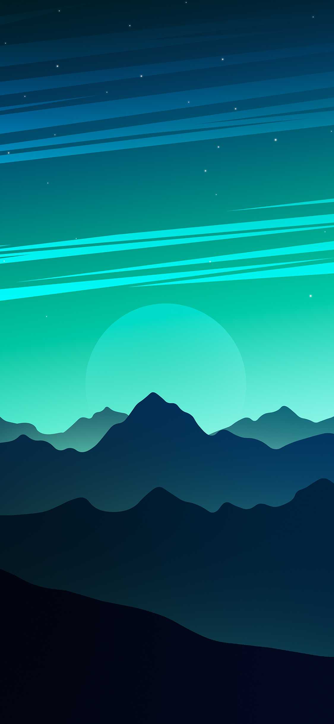 Montagne astratte notte verde, 1125x2436 Verticale, Telefono