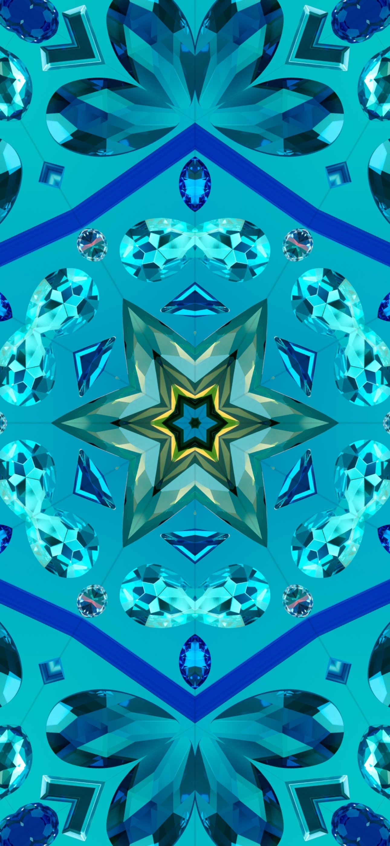 Mandala geometrico blu turchese, 1290x2796 Verticale, Telefono