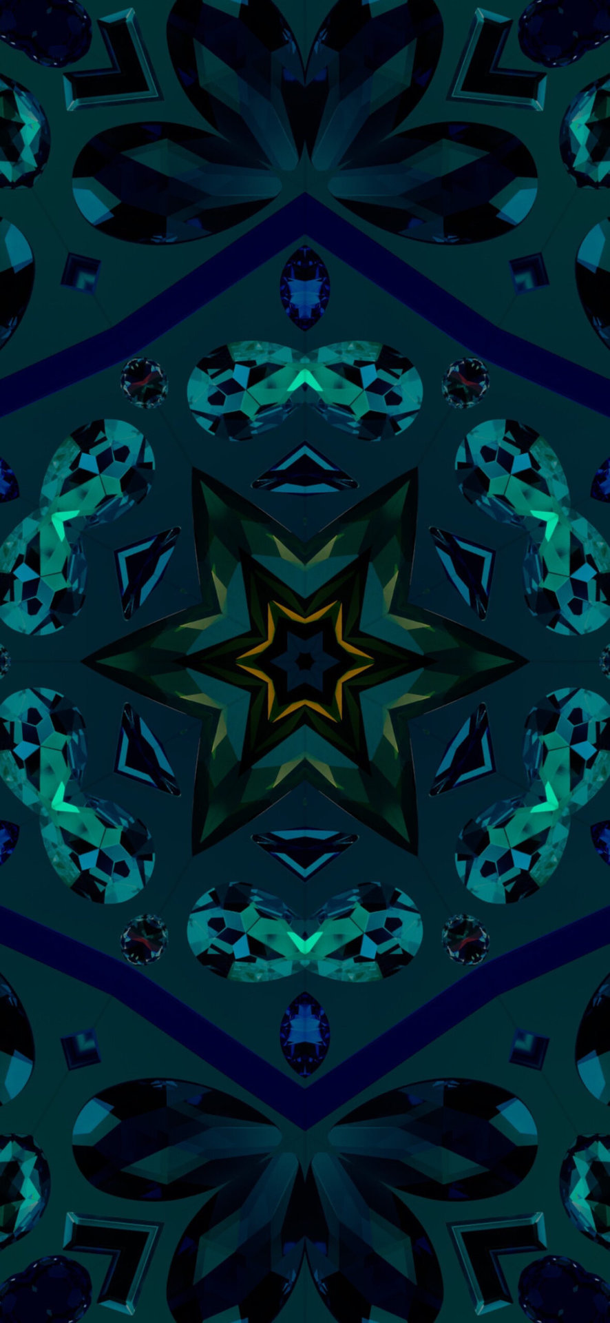 Mandala geometrico blu verde, 886x1920 Full HD Verticale, Smartphone
