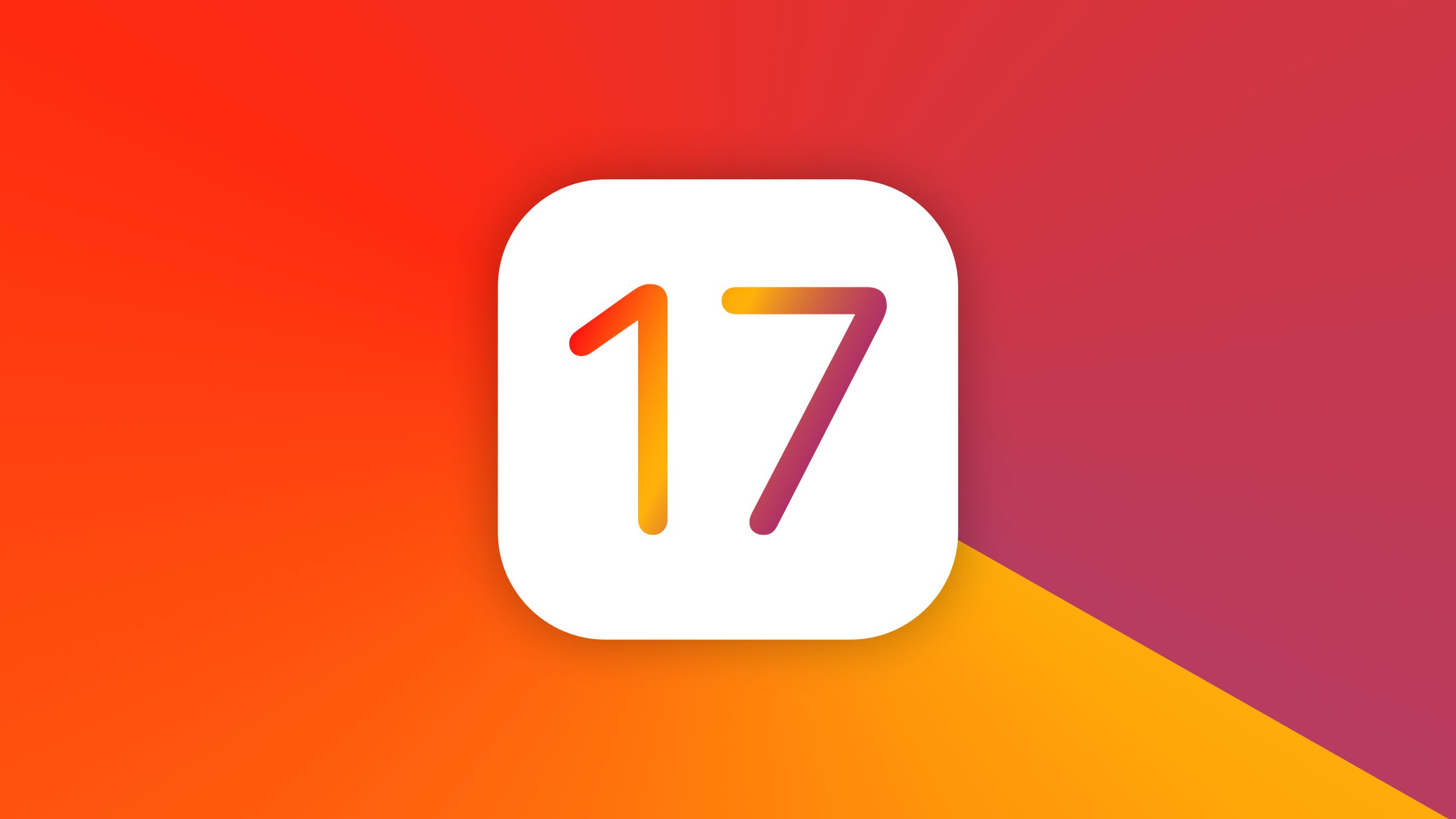 Logo iOS 17 sfondo arancione, 2560x1440 2K, Desktop