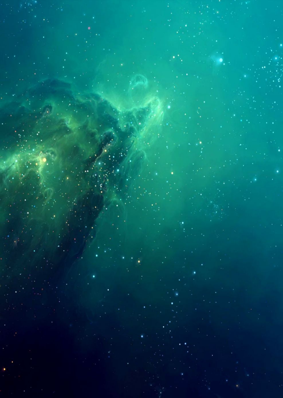 Nebulosa spaziale verde-blu, 988x1388 Full HD Verticale, iPhone Pro