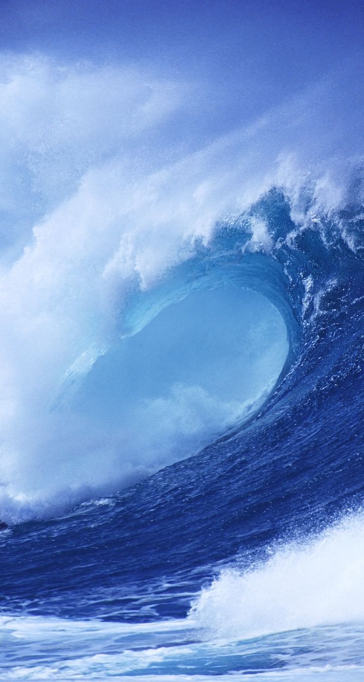 Onda oceanica blu, 744x1392 Verticale, iPhone Pro Max