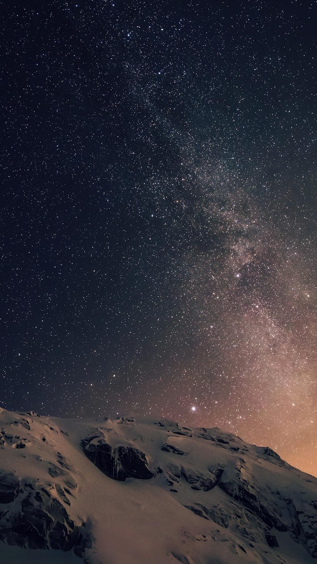Cielo stellato montagna innevata, 1080x1920 Full HD Verticale, iPhone Pro Max