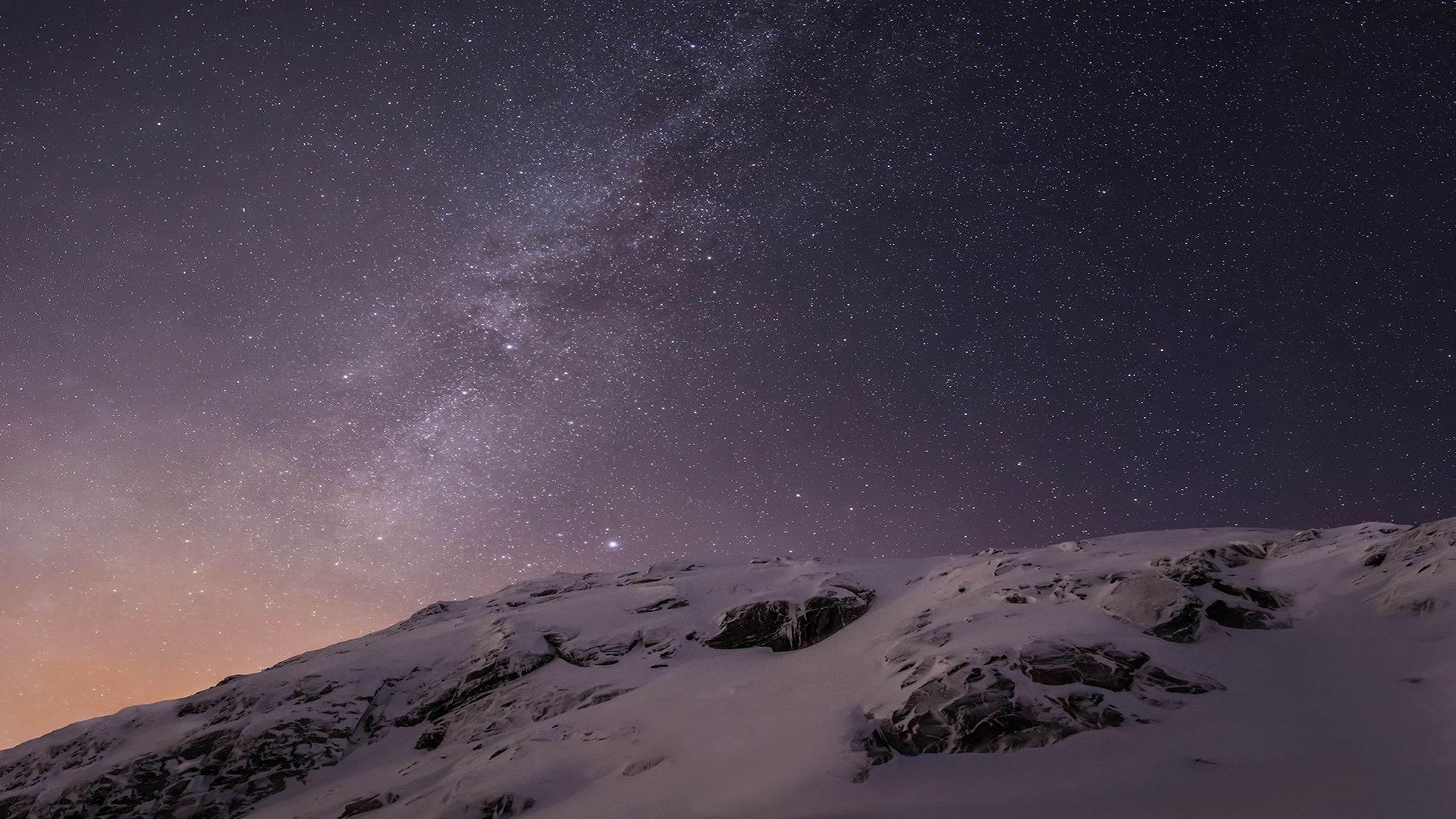 Cielo stellato montagna innevata, 1920x1080 Full HD 1080p, Laptop