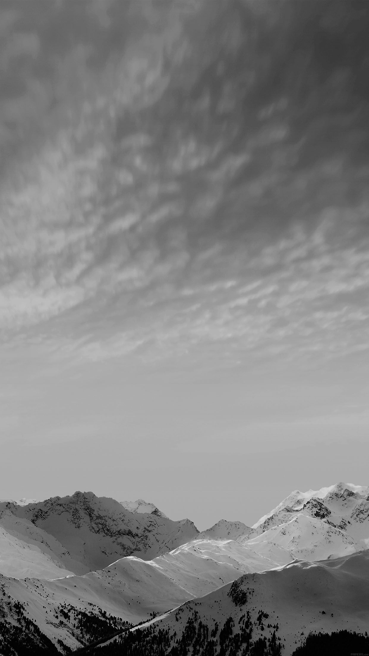 Montagne innevate bianco e nero, 1242x2208 Verticale, Mobile