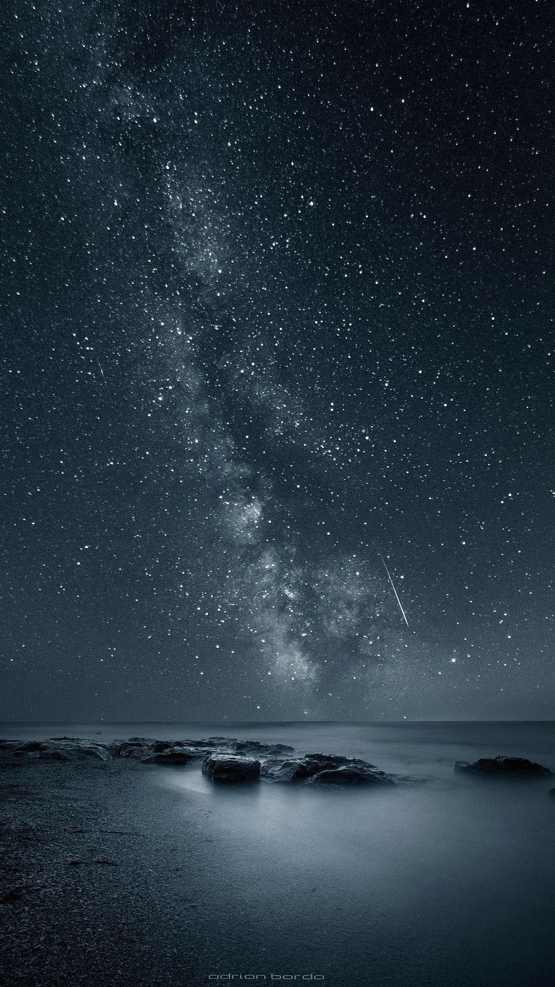 Via Lattea sopra mare notturno, 1080x1920 Full HD Verticale, iPhone