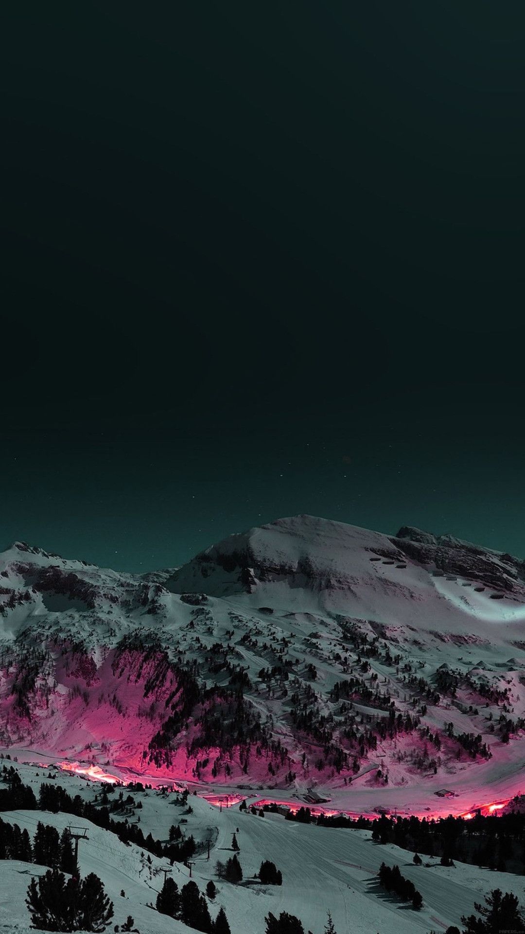 Montagna innevata con bagliore rosa, 1080x1920 Full HD Verticale, Smartphone