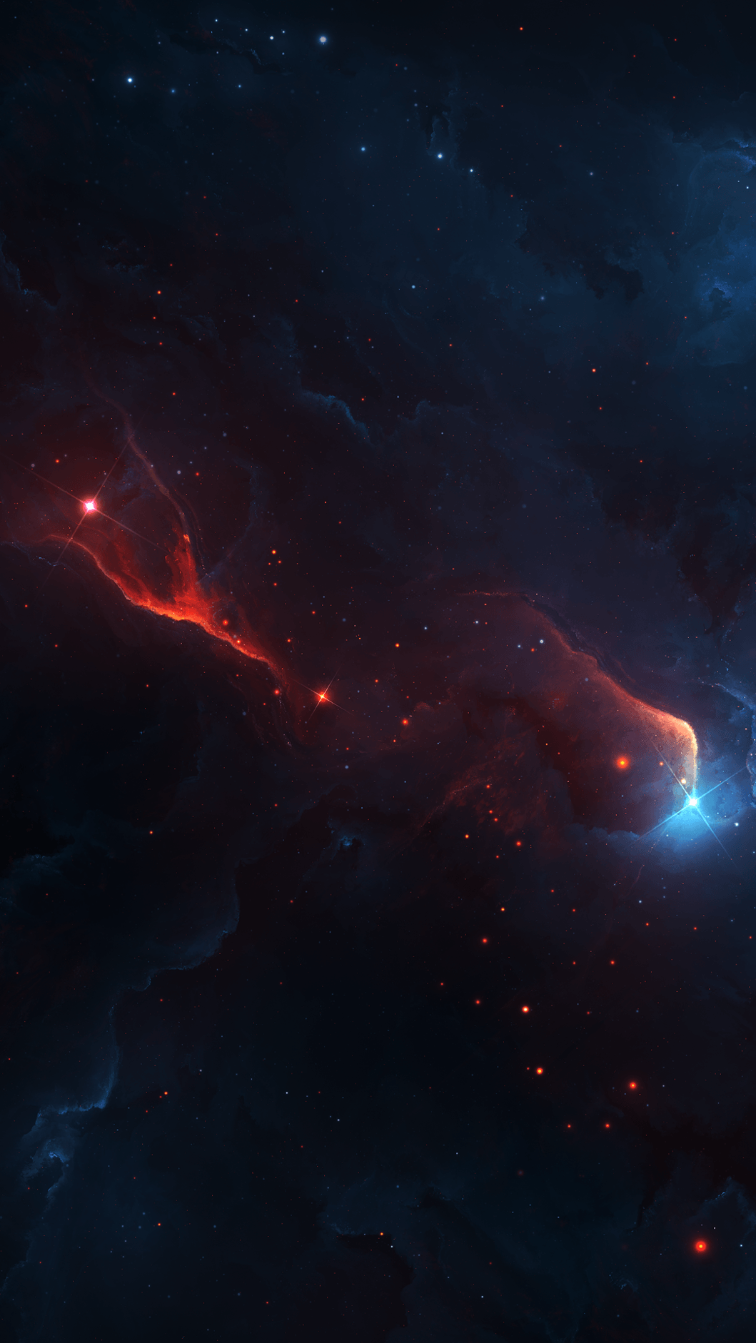 Nebulosa spaziale rossa e blu, 1059x1882 Verticale, OnePlus