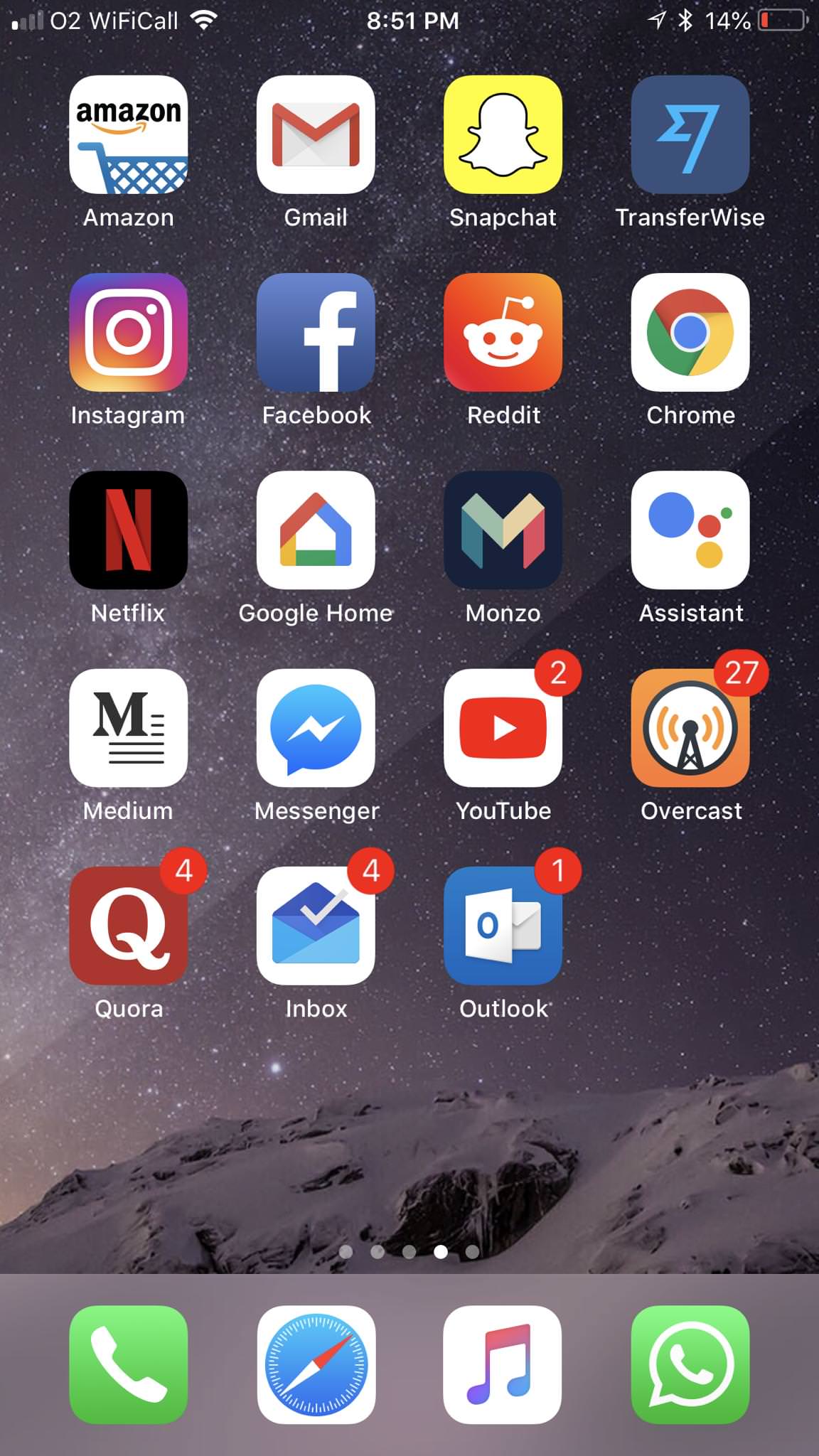 Schermata home iOS con app, 1152x2048 Verticale, Mobile
