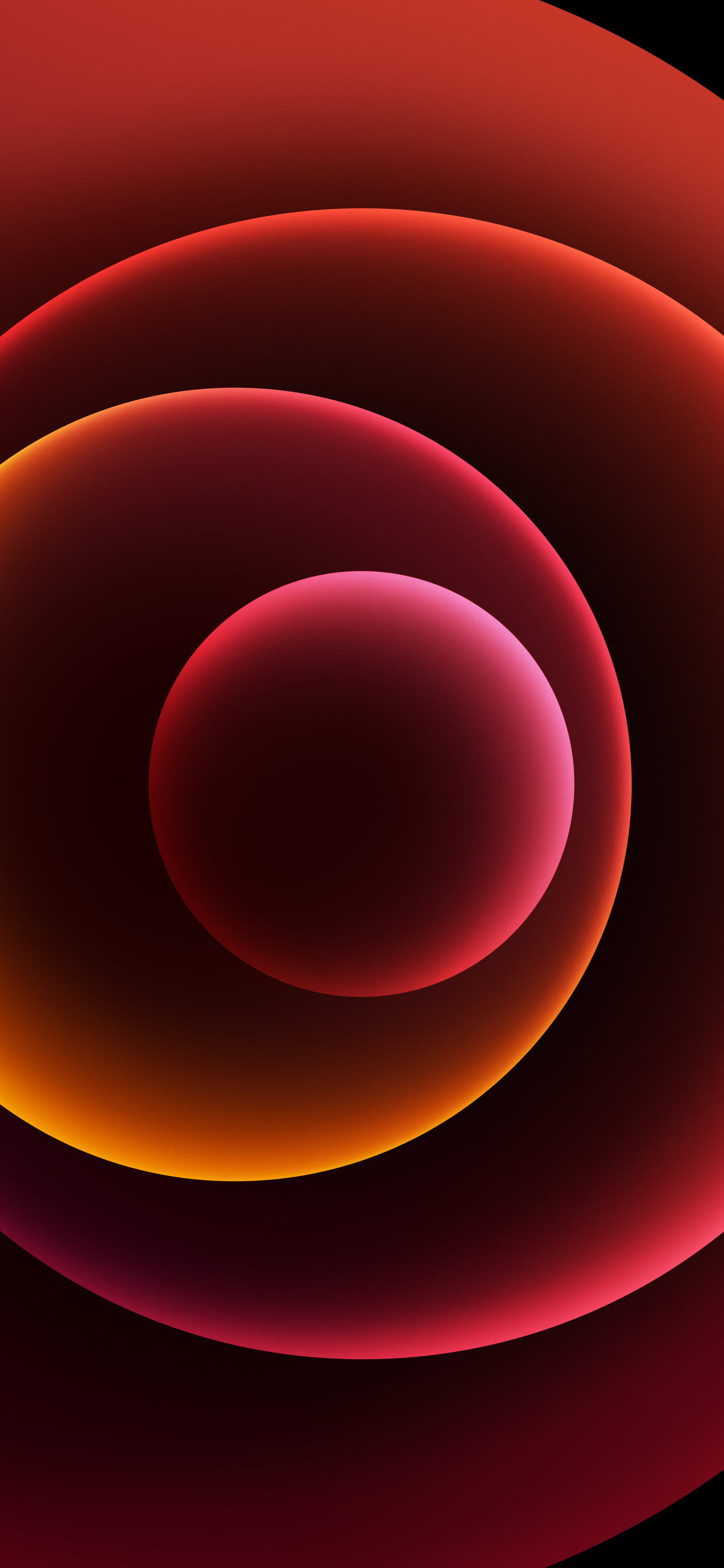 Cerchi concentrici sfera rossa arancione, 1404x3040 Verticale, Telefono