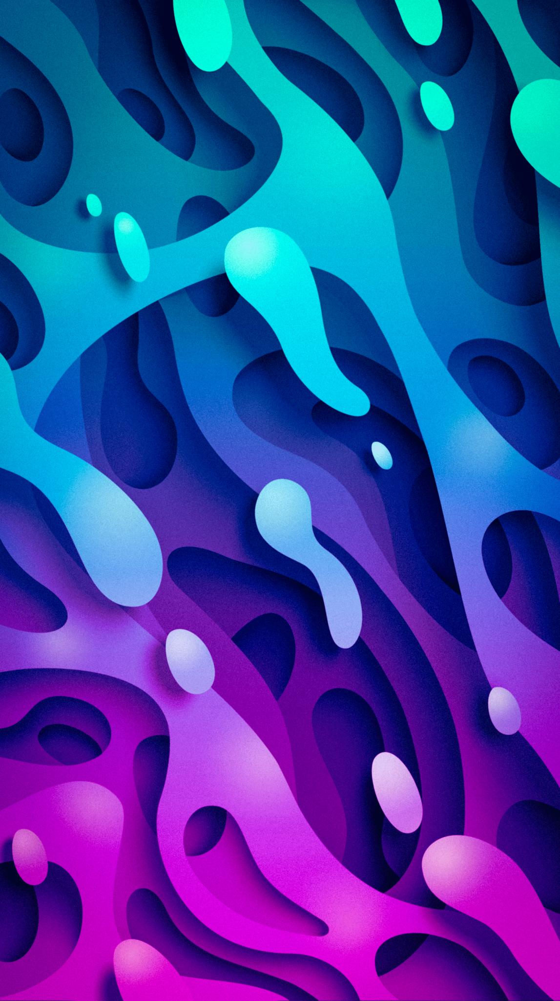 Forme astratte fluide blu viola, 1147x2048 Full HD Verticale, Smartphone