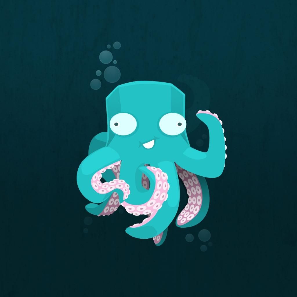 Polpo simpatico blu-verde, 1024x1024 HD, iPad mini