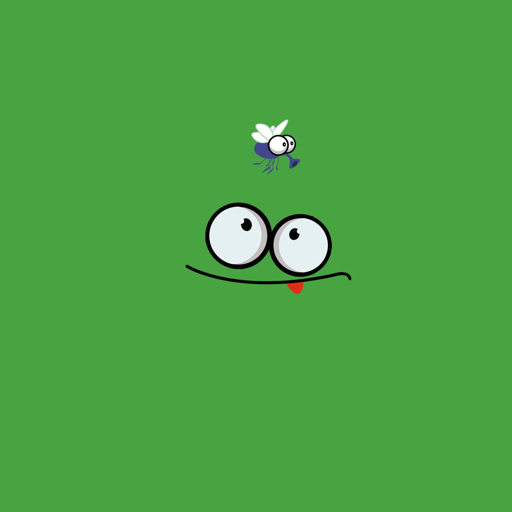 Faccia buffa verde con mosca, 1024x1024 HD, iPad