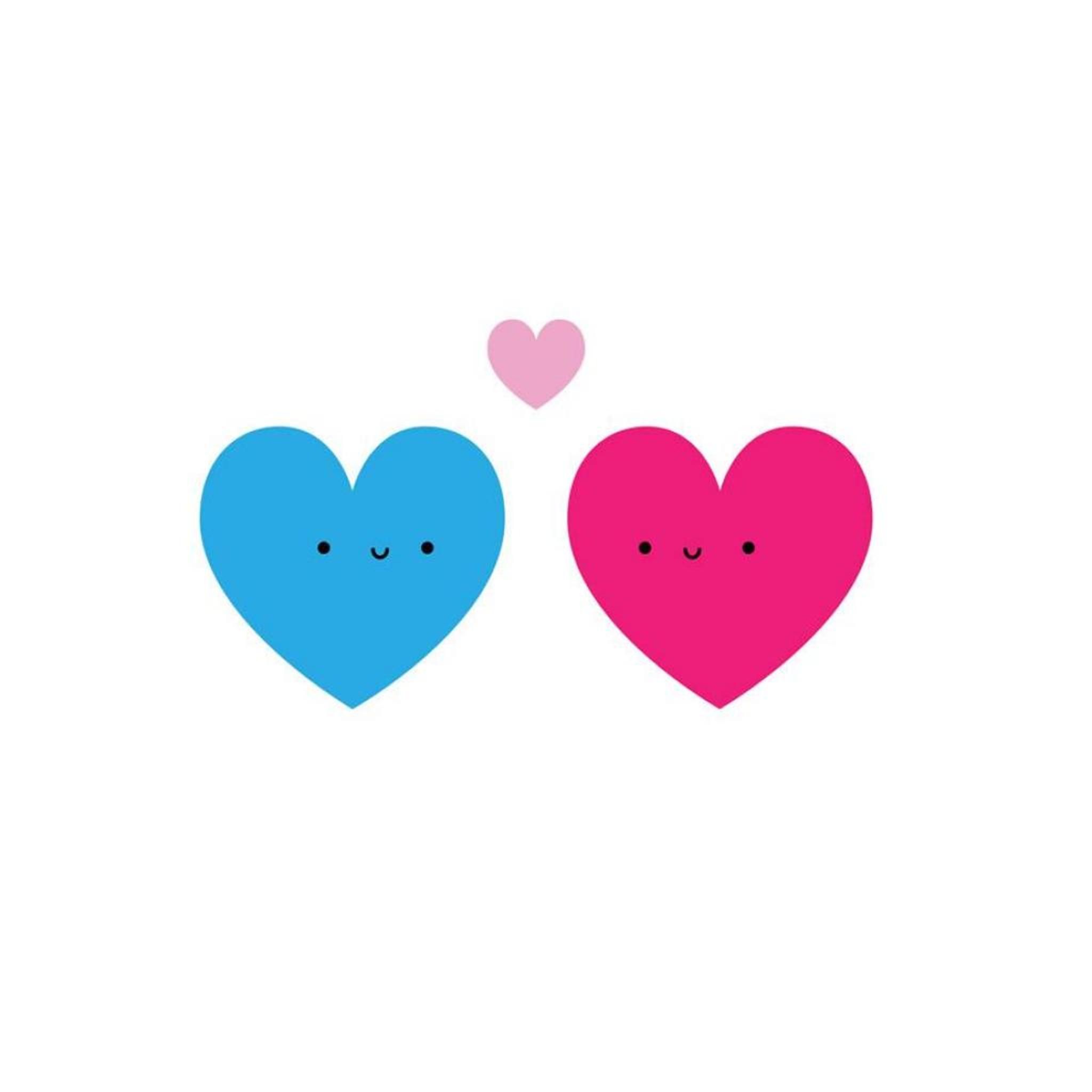 Cuori kawaii blu rosa, 2048x2048 Hi-Res, iPad Pro