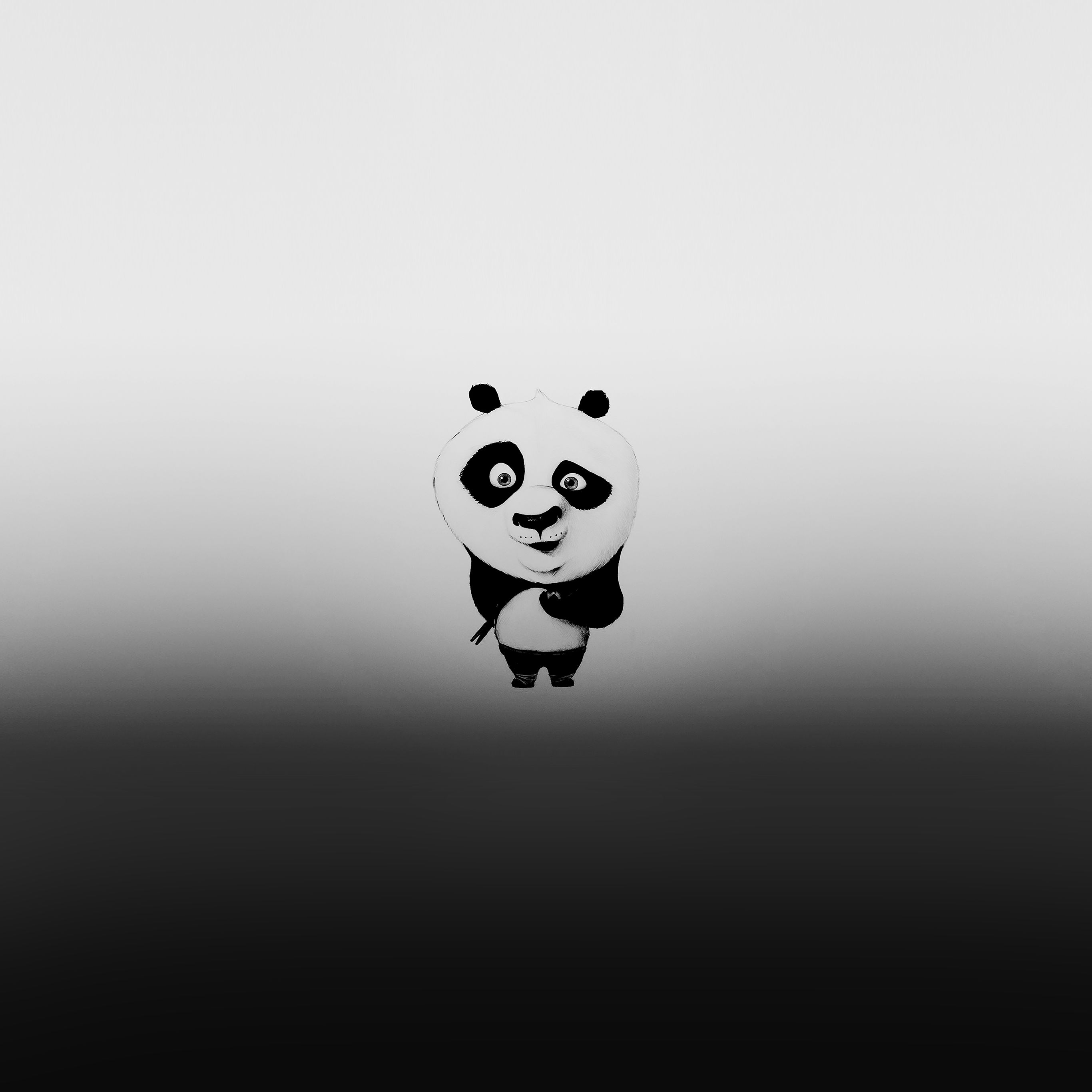Kung Fu Panda minimalista bianco nero, DreamWorks, 2732x2732 WQXGA, iPad Pro