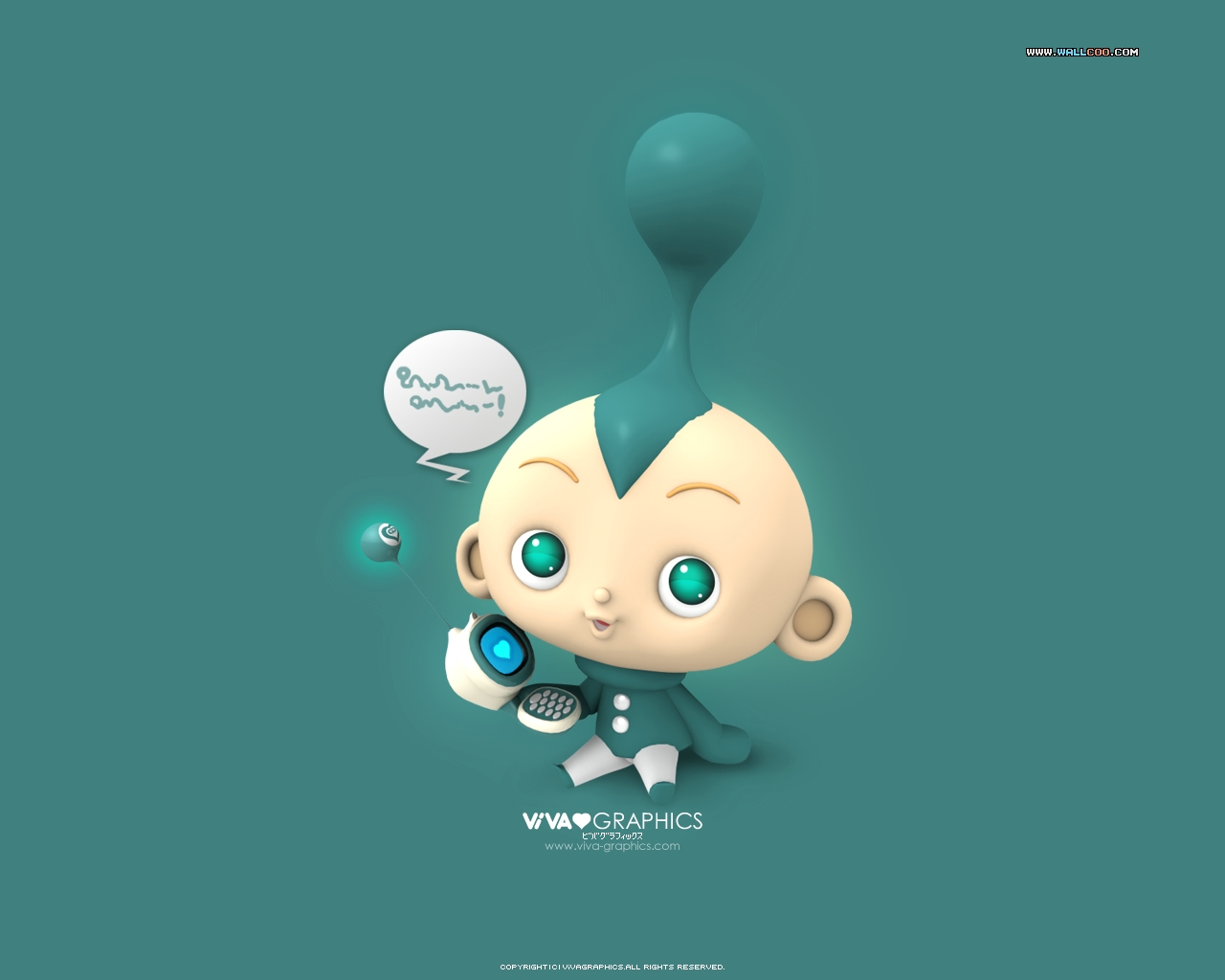 Personaggio 3D bebè teal, 1280x1024 HD, iPad
