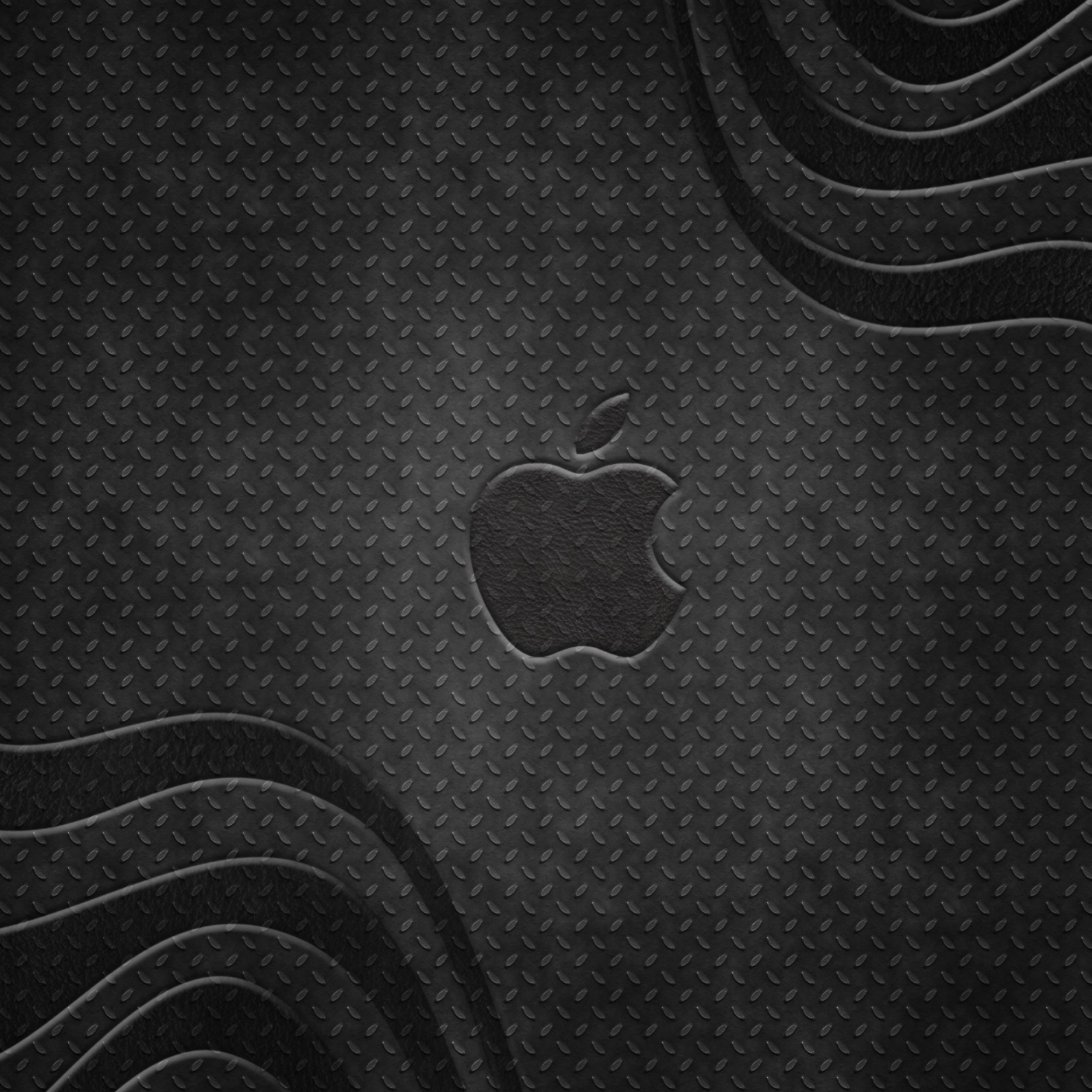 Logo Apple metallo nero, 2448x2448 2K, iPad mini