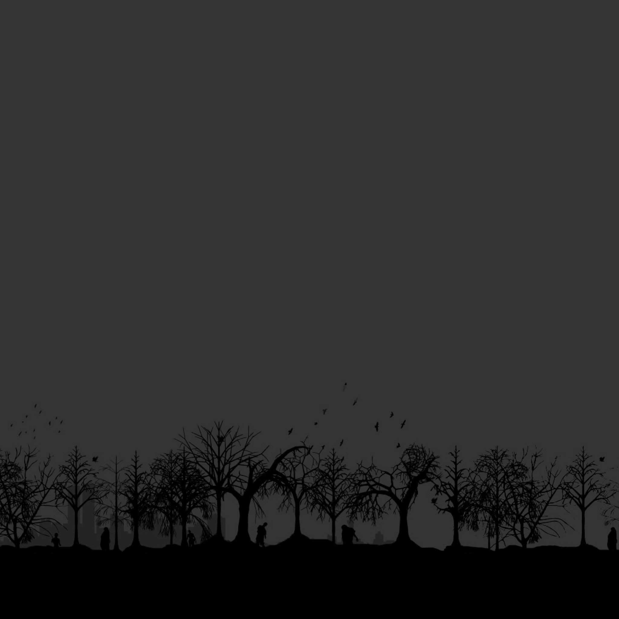 Silhouette alberi spogli grigio scuro, 2048x2048 2K, iPad