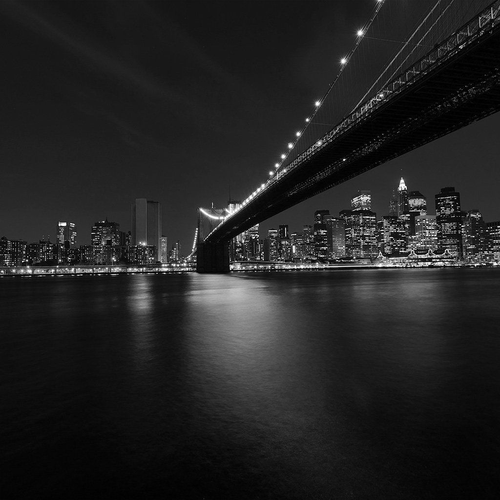 Ponte di Brooklyn notturno bianco e nero, 1024x1024 HD, iPad mini