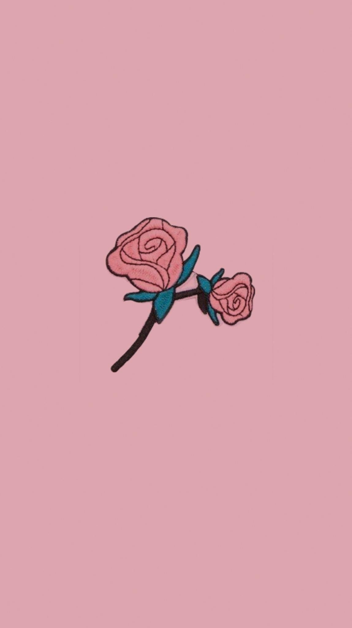 Rose disegnate su rosa, 1149x2048 Full HD Verticale, iPad Pro
