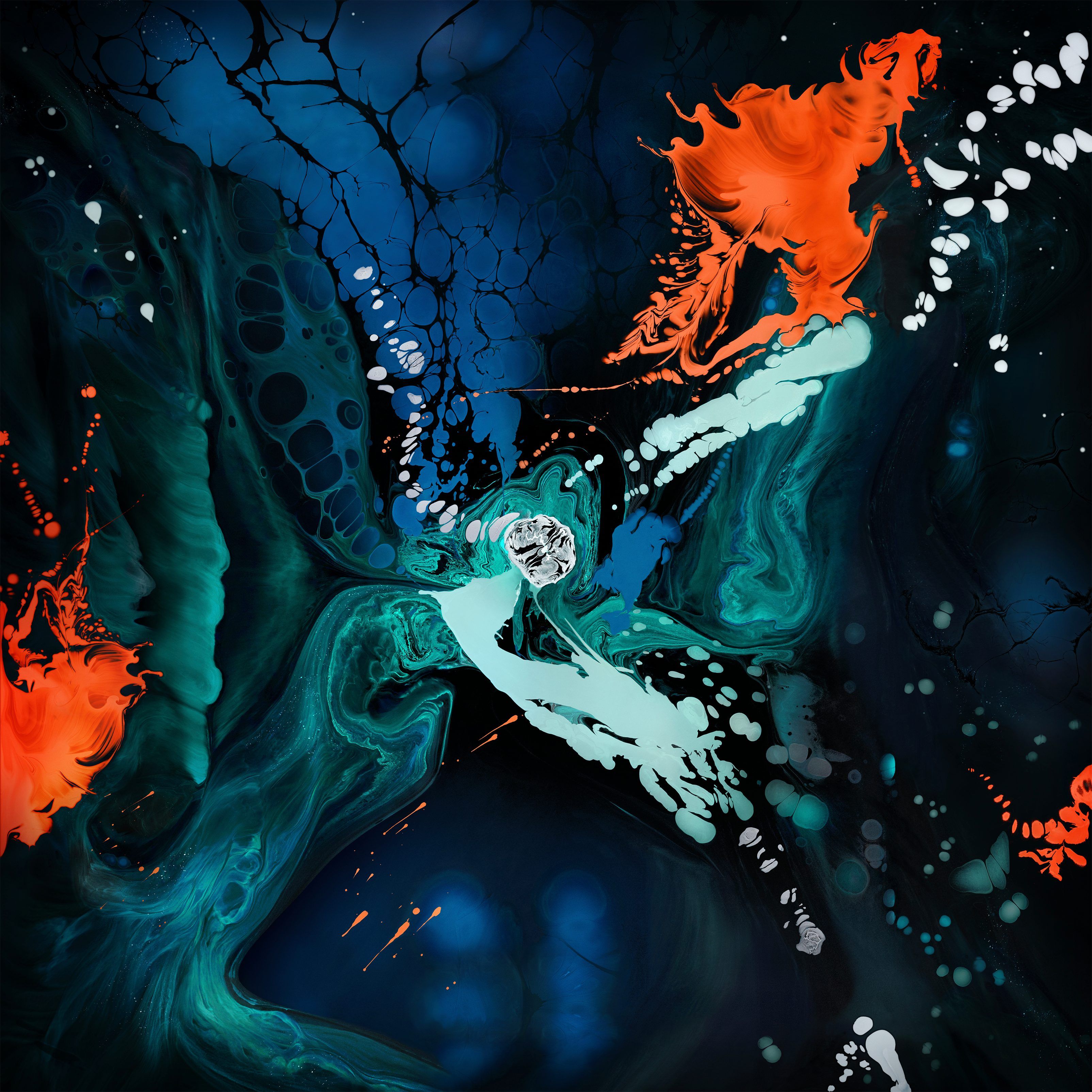 Astratto fluido teal e arancione, 3208x3208 WQXGA, iPad Air