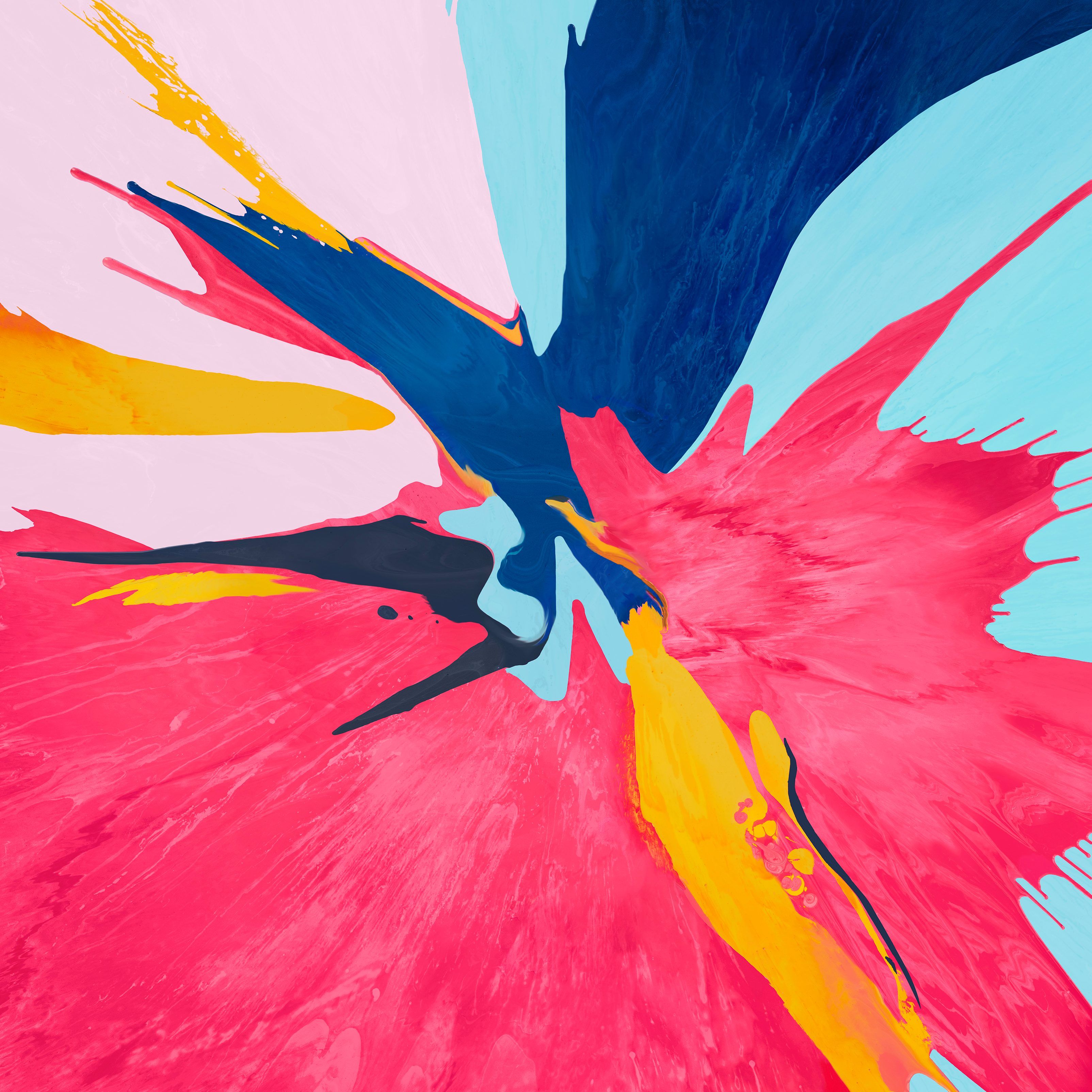Splash colori astratto rosa blu, sfondi iPad, 3208x3208 WQXGA, iPad Pro