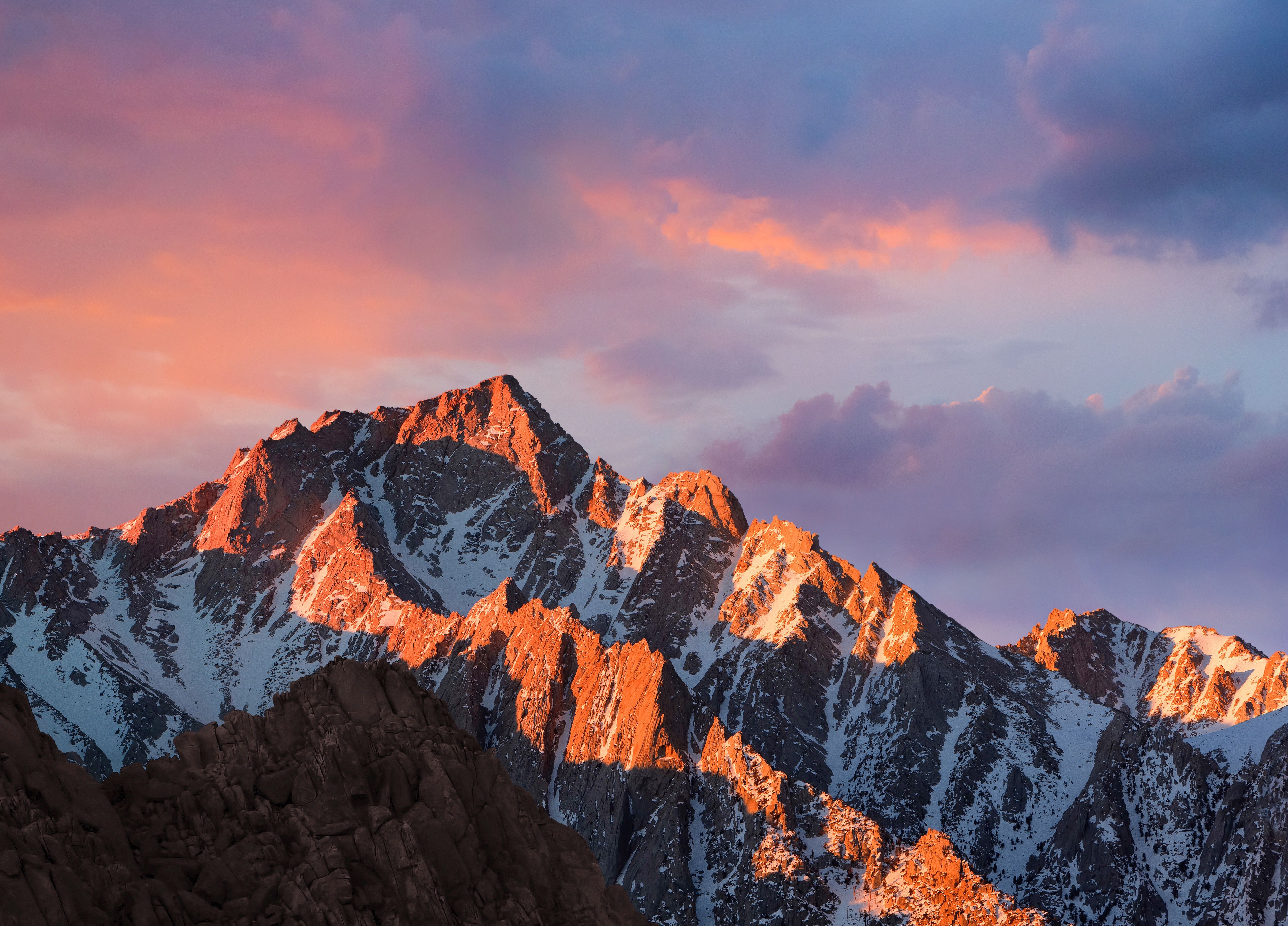 Montagne innevate al tramonto, sfondi iPad, 5120x3684 5K, iPad