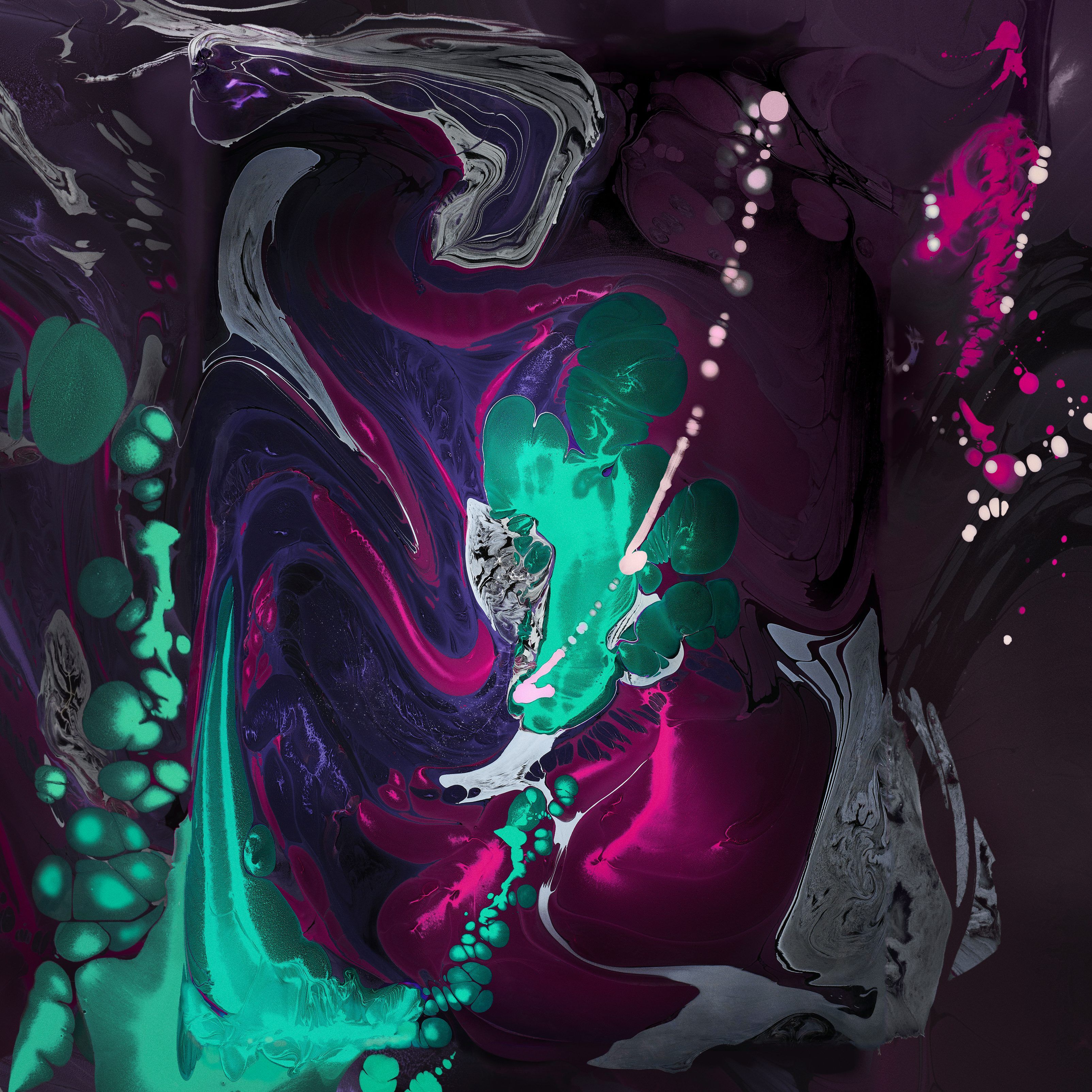 Astratto fluido viola verde magenta, 3208x3208 2K+, iPad Pro
