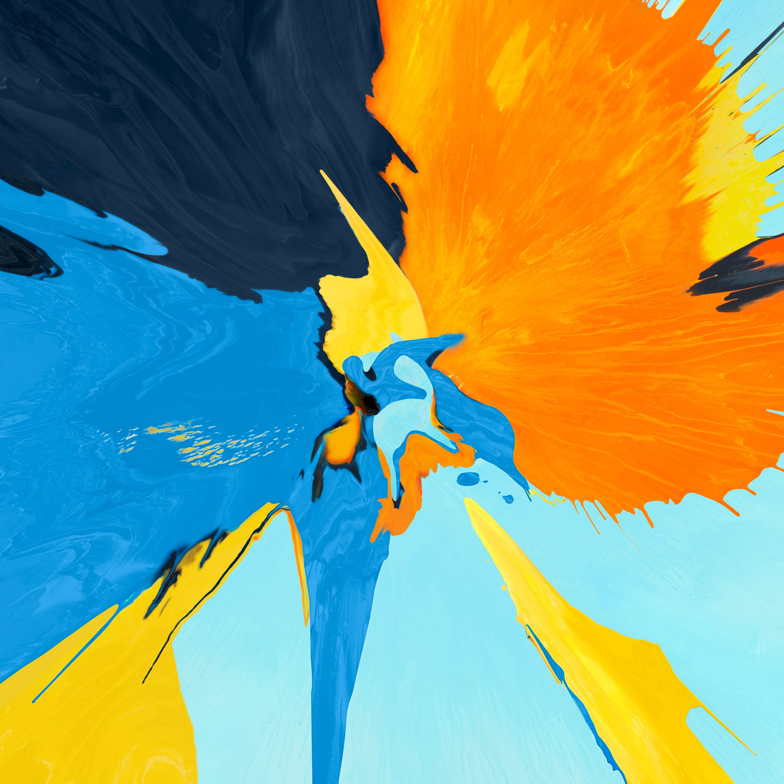 Astratto schizzi blu arancio giallo, sfondi iPad, 3208x3208 2K+, iPad Air