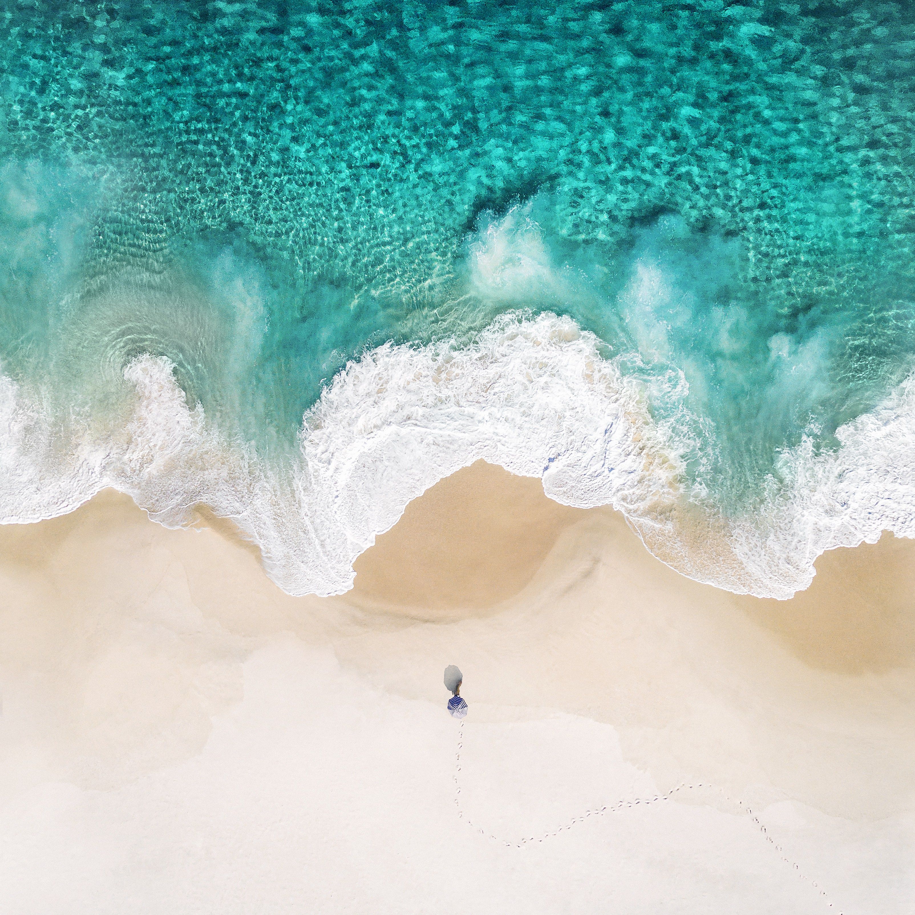 Vista aerea spiaggia oceano, sfondi iPad, 3208x3208 2K+, iPad Pro