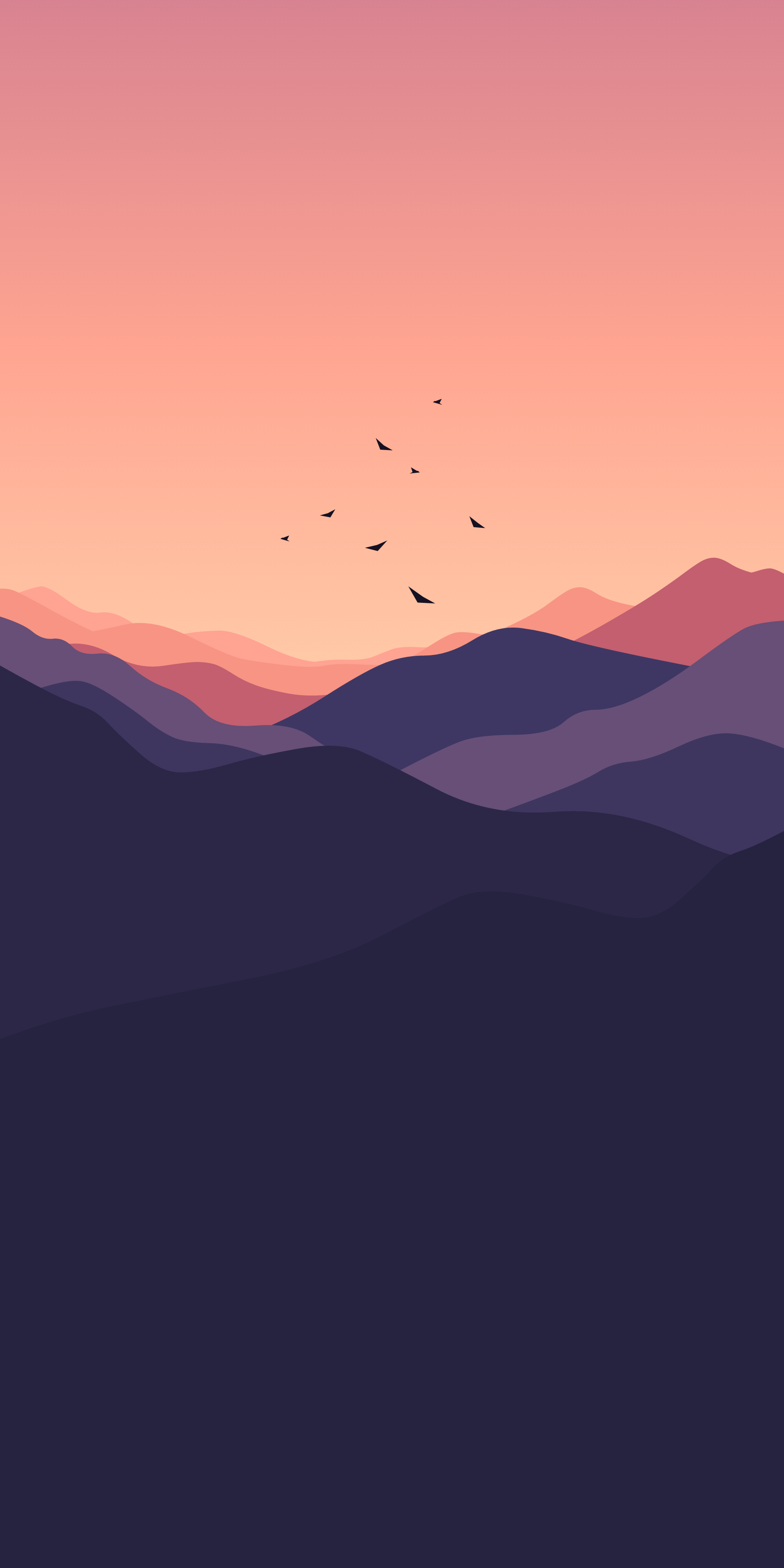 Montagne minimaliste al tramonto, 2000x4000 Verticale, iPhone Plus