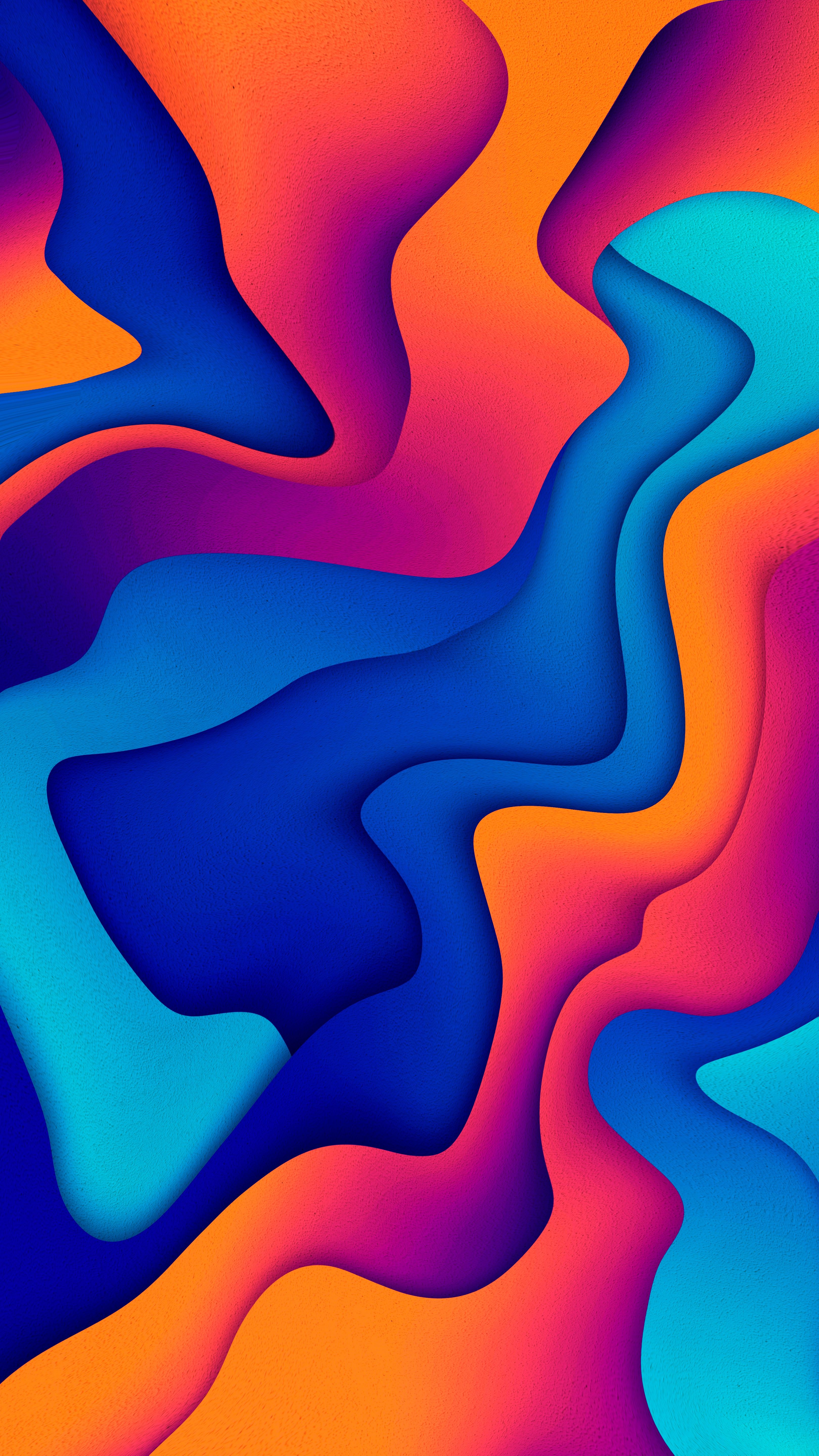 Onde astratte arancione e blu, 3240x5760 Verticale, iPhone