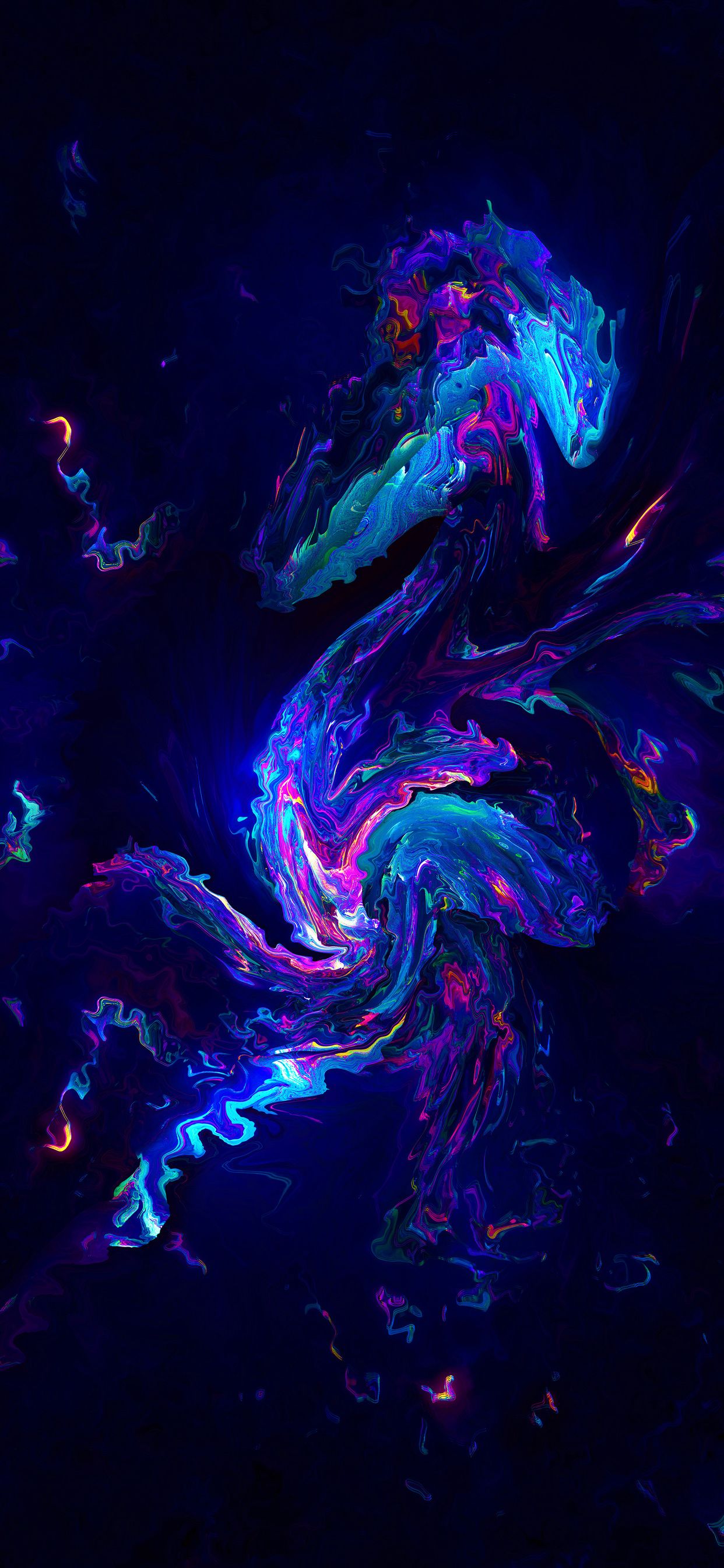 Fumo astratto blu viola neon, 1242x2688 Verticale, iPhone Pro Max