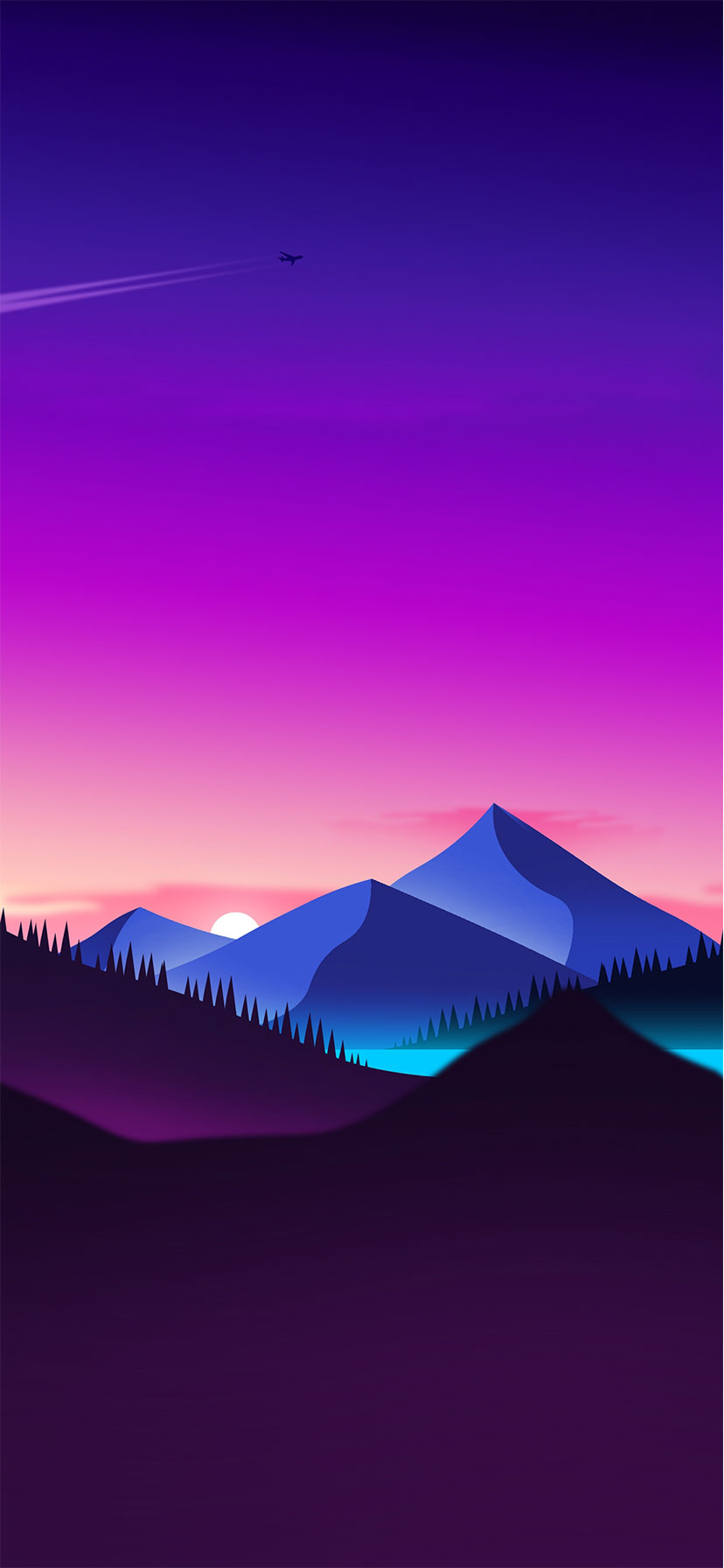Montagne viola tramonto minimal, 828x1792 Verticale, iPhone Pro Max