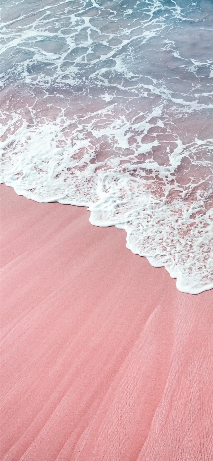 Spiaggia rosa con onde, 828x1792 Verticale, iPhone