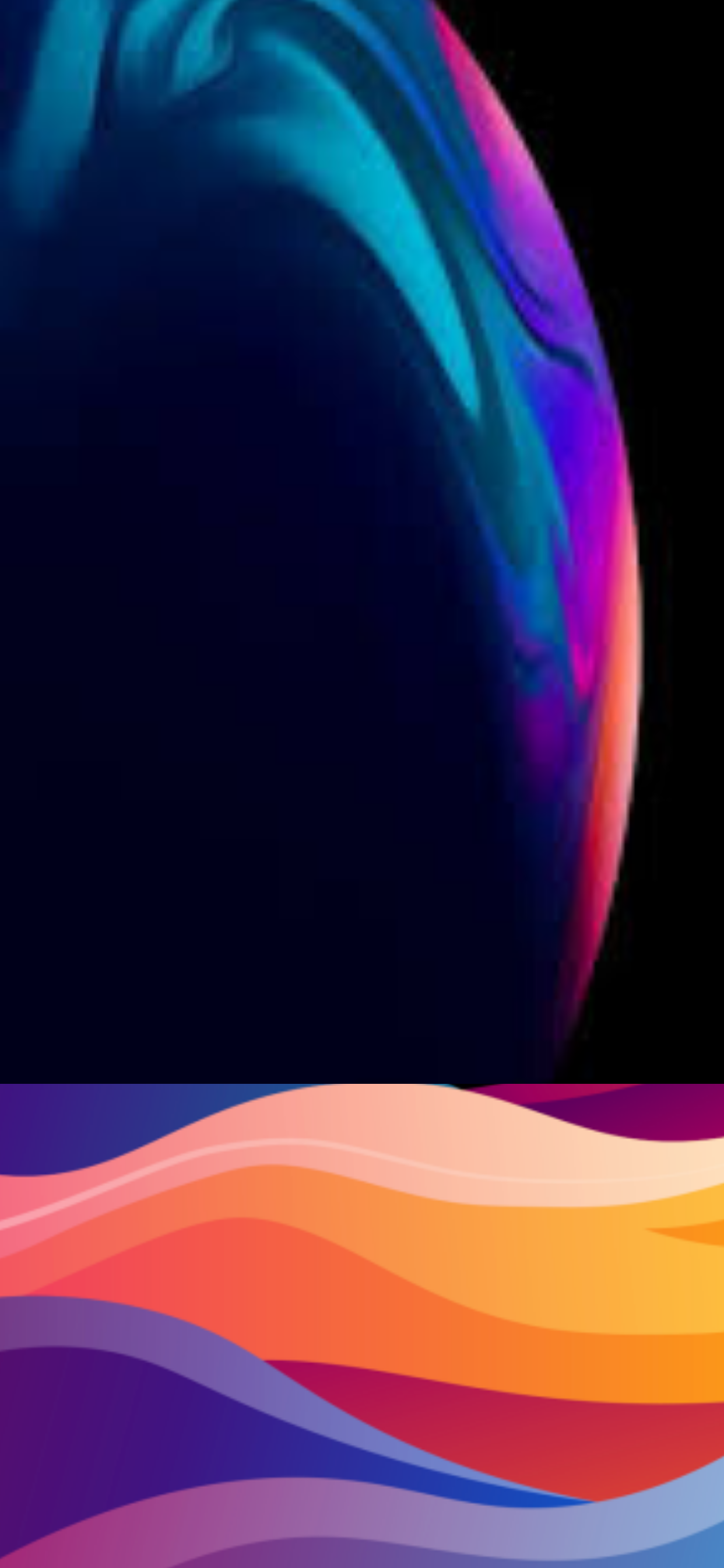 Sfera astratta e onde colorate, 1242x2688 Full HD Verticale, iPhone Pro Max