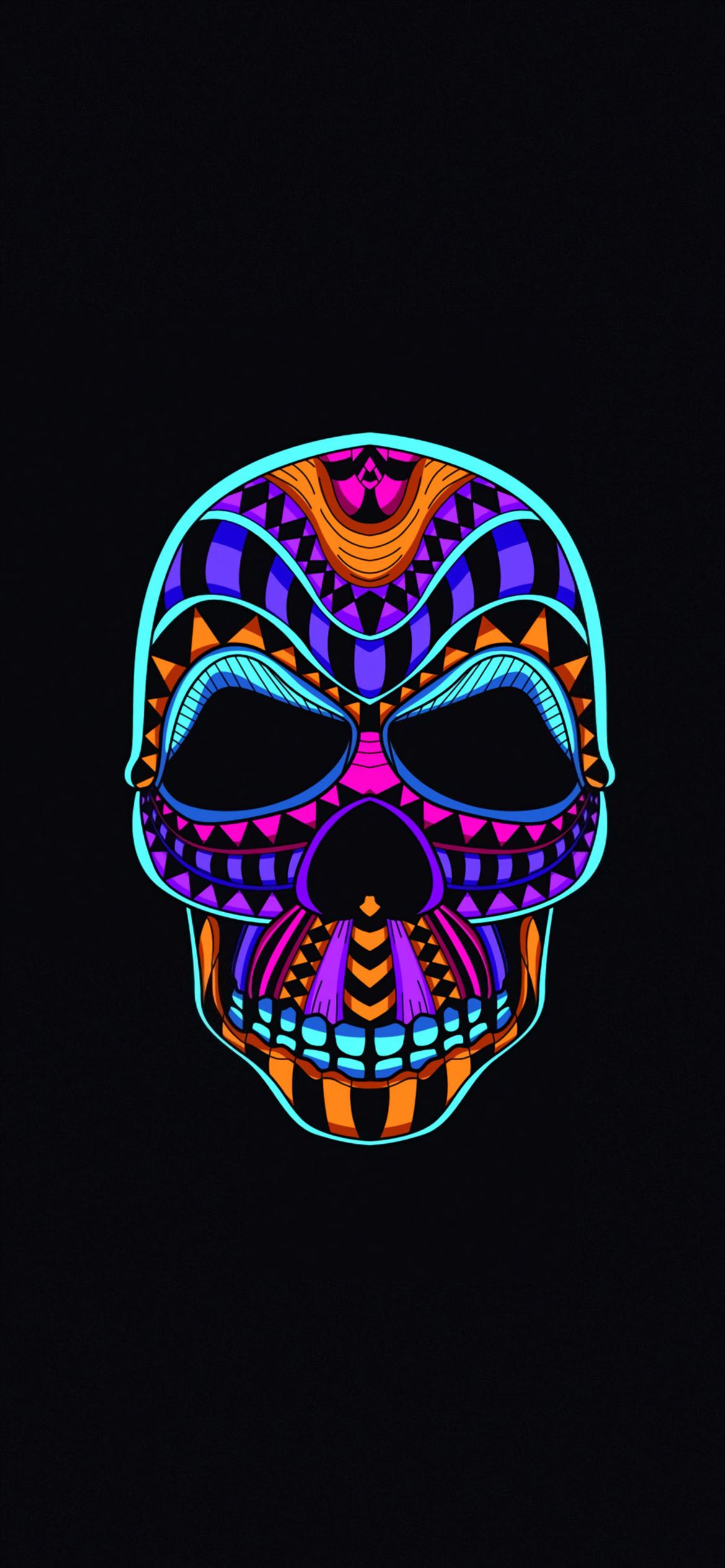 Teschio colorato neon, 1170x2532 Verticale, iPhone Plus