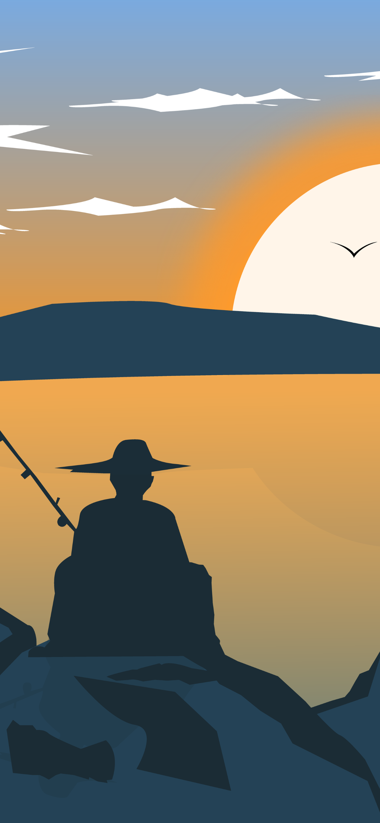 Pescatore silhouette tramonto, 1284x2778 Verticale, iPhone Air