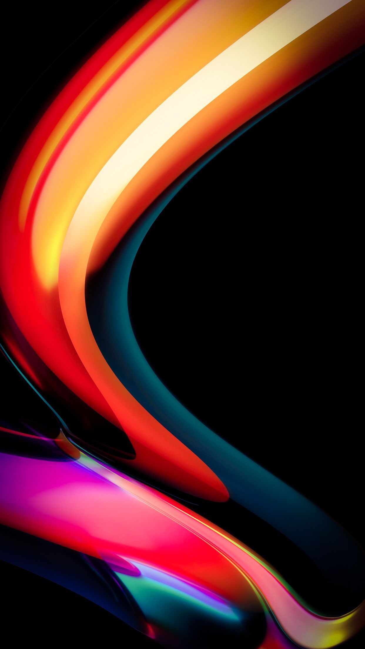 onde astratte colorate sfondo nero, 1242x2208 Full HD Verticale, iPhone
