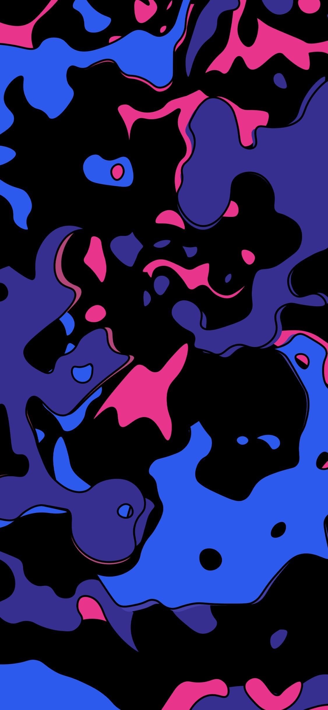 Astratto camouflage blu rosa nero, 1126x2436 Full HD Verticale, iPhone Air