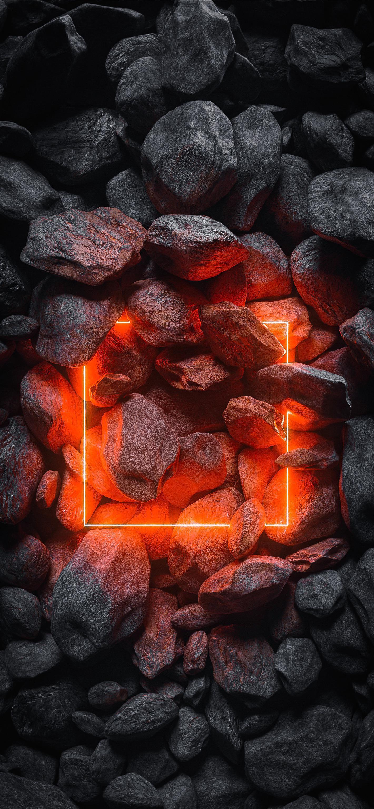cornice neon rocce arancione, 1420x3073 Full HD Verticale, iPhone Pro Max
