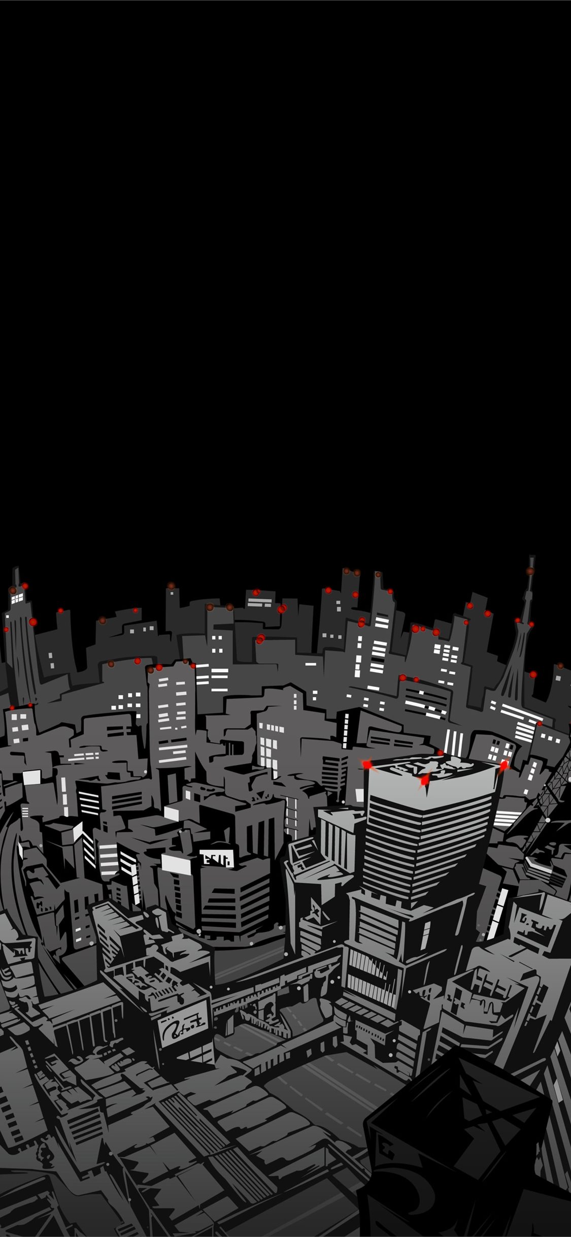 Città notturna illustrata scura, 1125x2436 Full HD Verticale, iPhone Pro